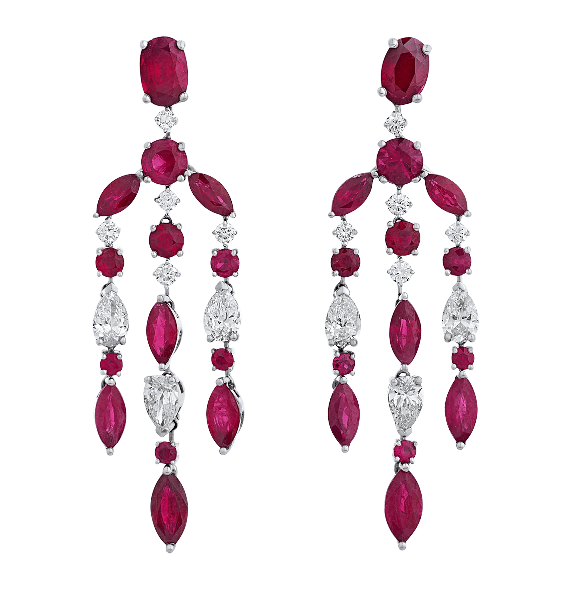 Ruby Chandelier Earrings, 6.12 carats