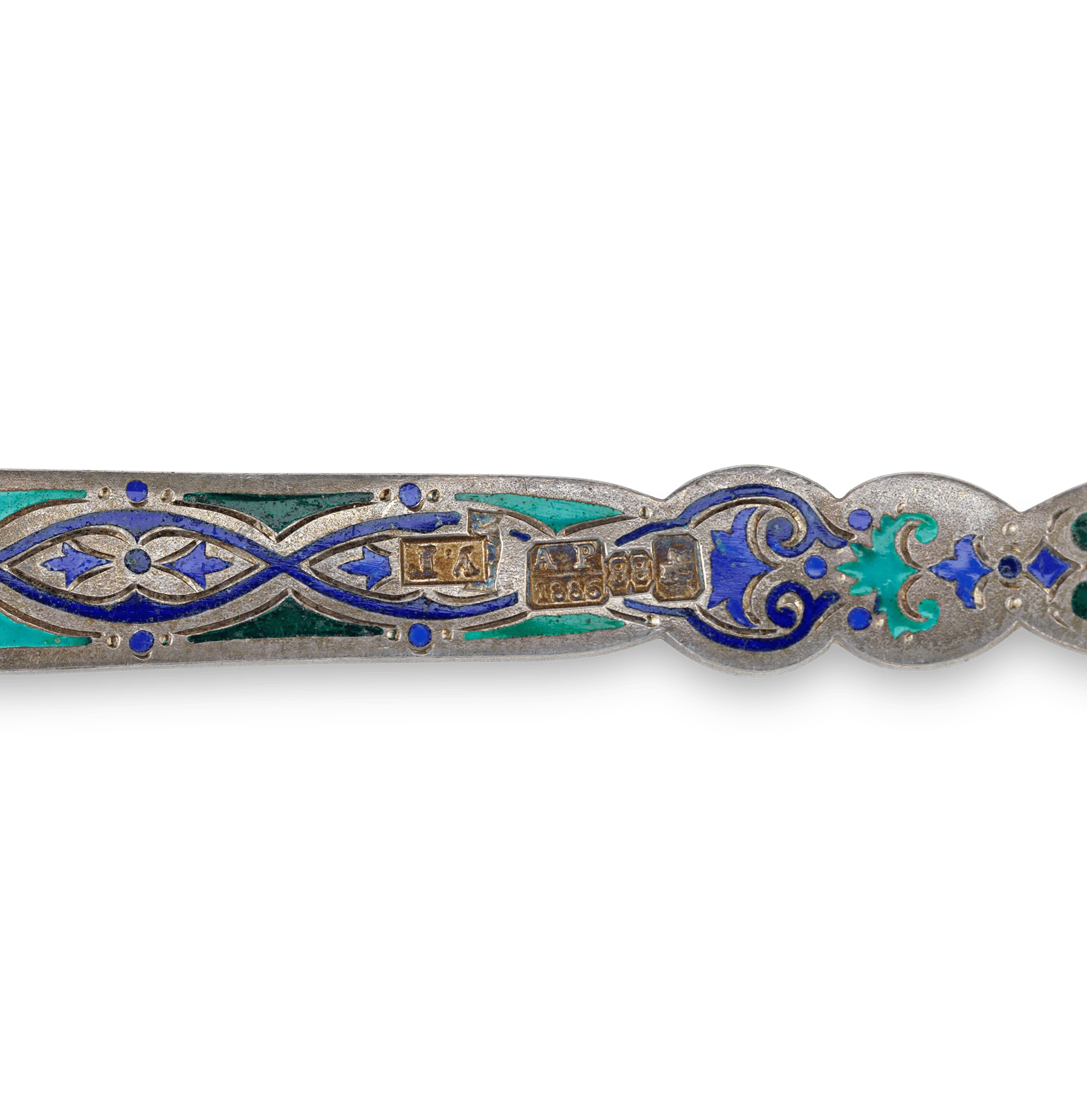 Russian Silver and Enamel Dessert Service for 12 - Image 5