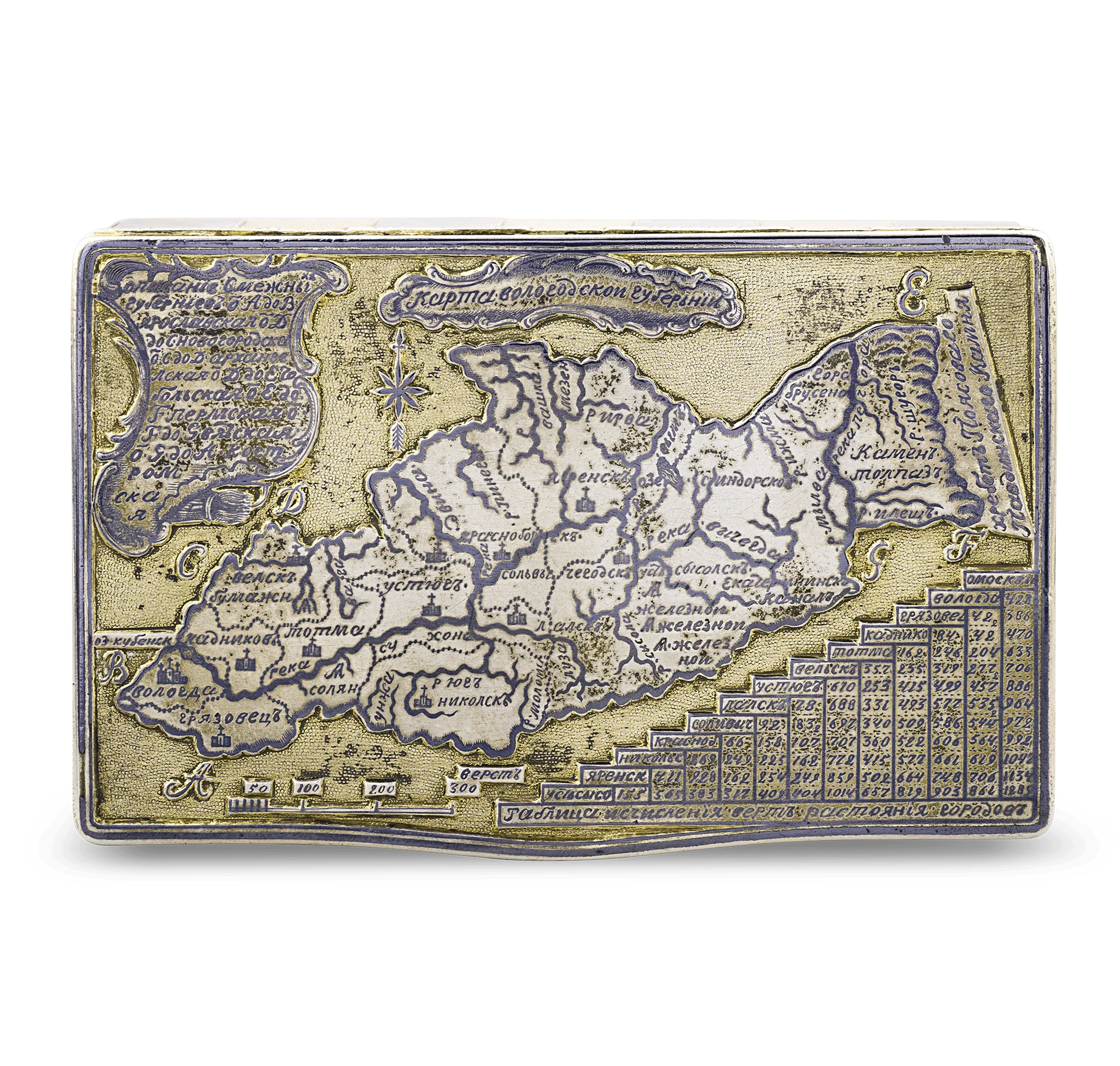 Russian Silver, Gold and Niello Topographical Snuff Box - Image 2