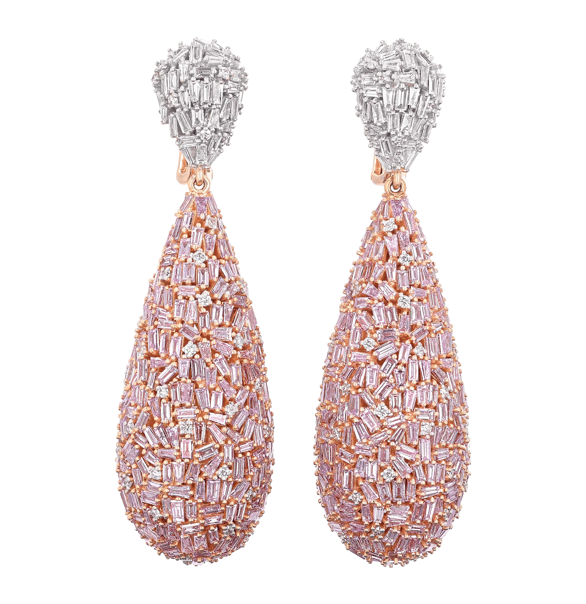 Salavetti Purplish Pink Diamond Earrings, 14.75 Carats - Image 3
