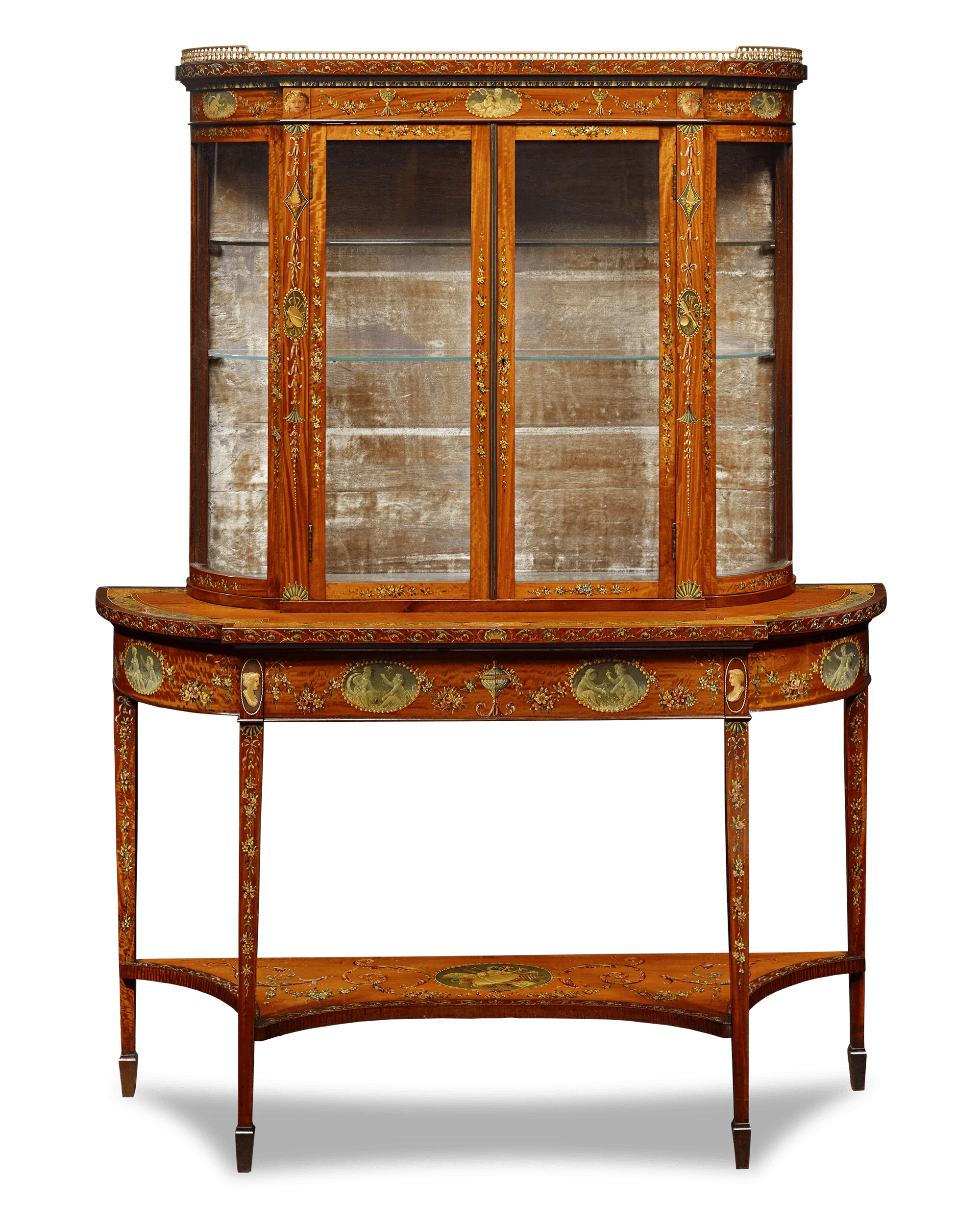 Sheraton Revival Hand-Painted Vitrine