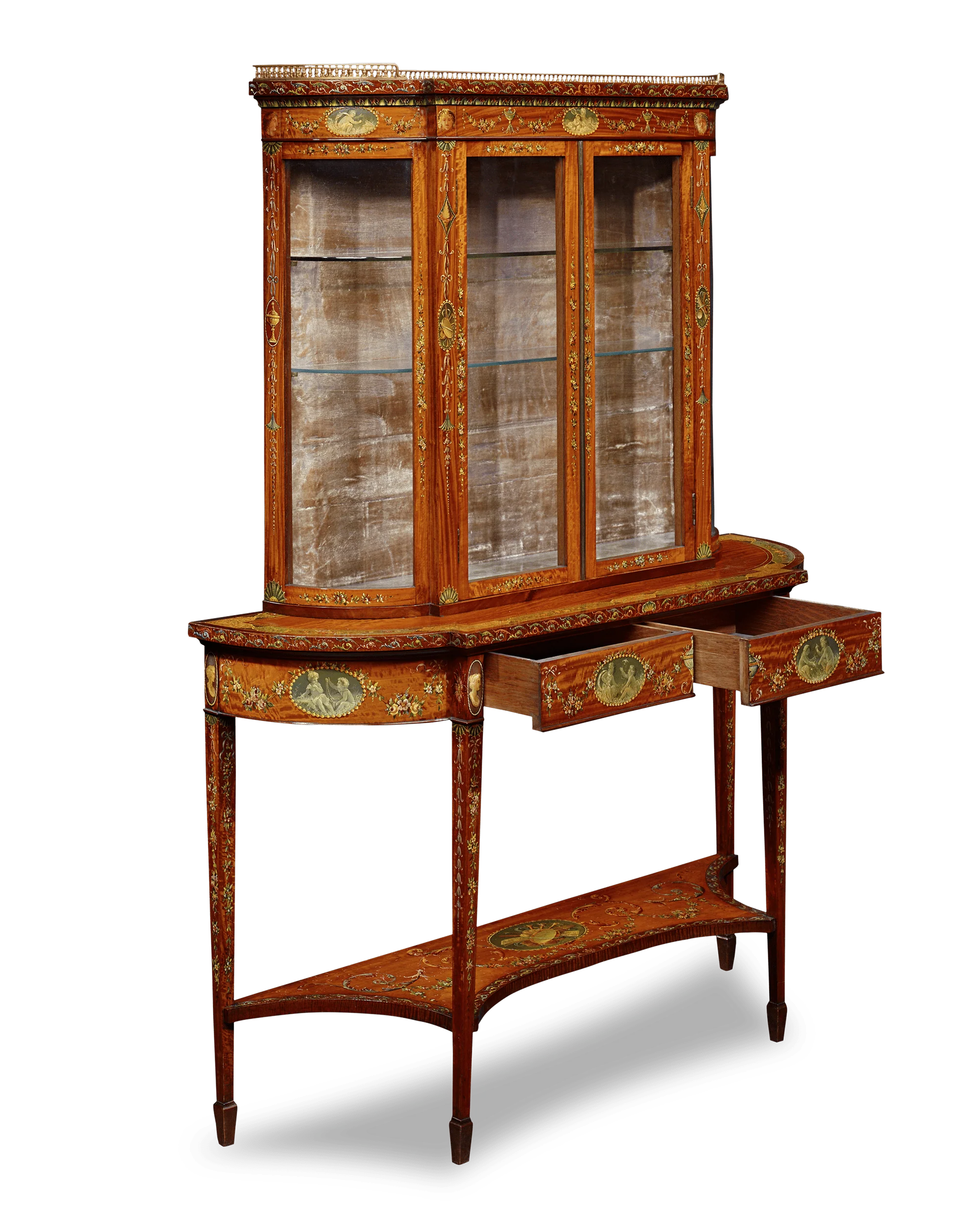 Sheraton Revival Hand-Painted Vitrine - Image 3