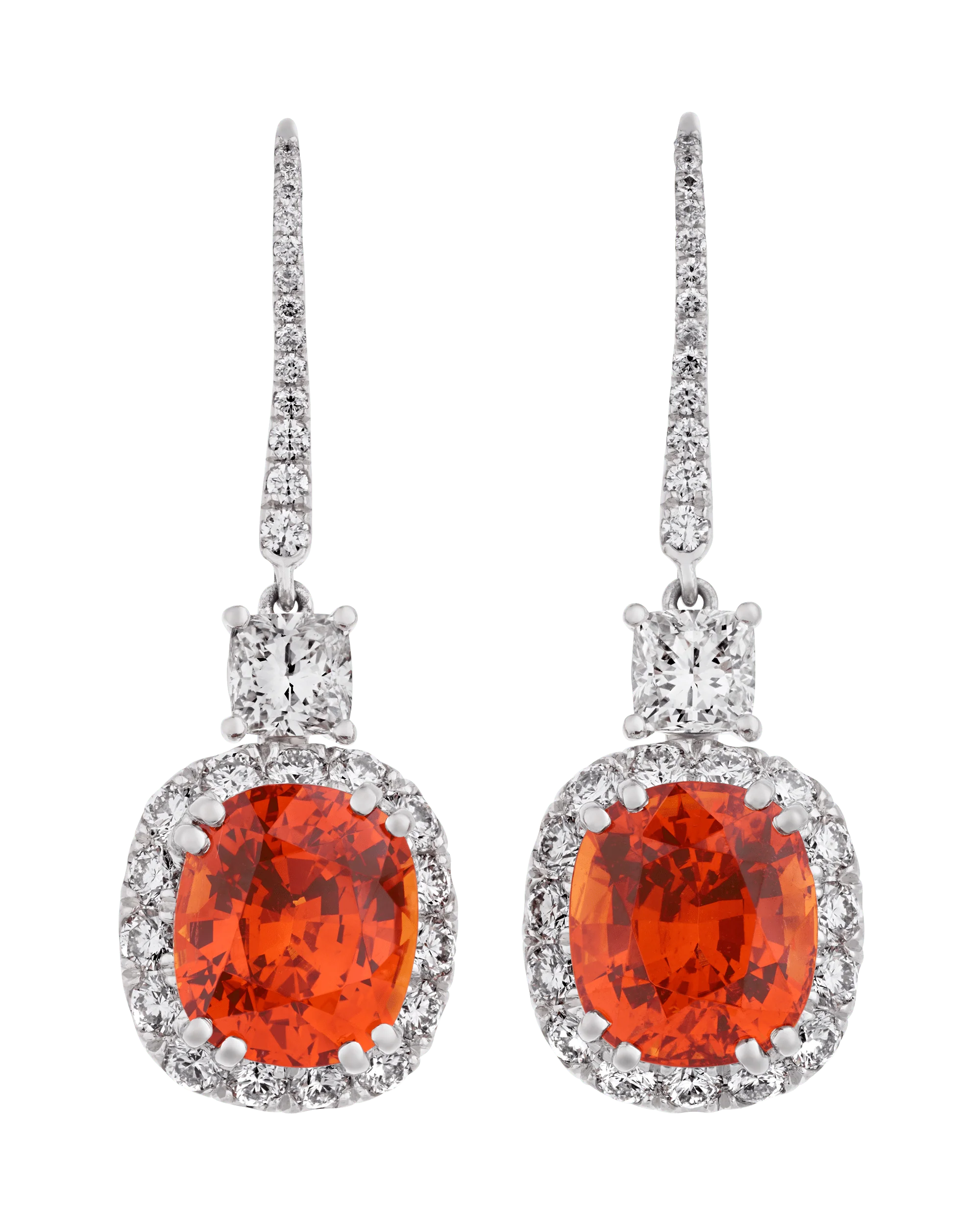 Spessartine Garnet and Diamond Earrings, 9.66 Carats - Image 3