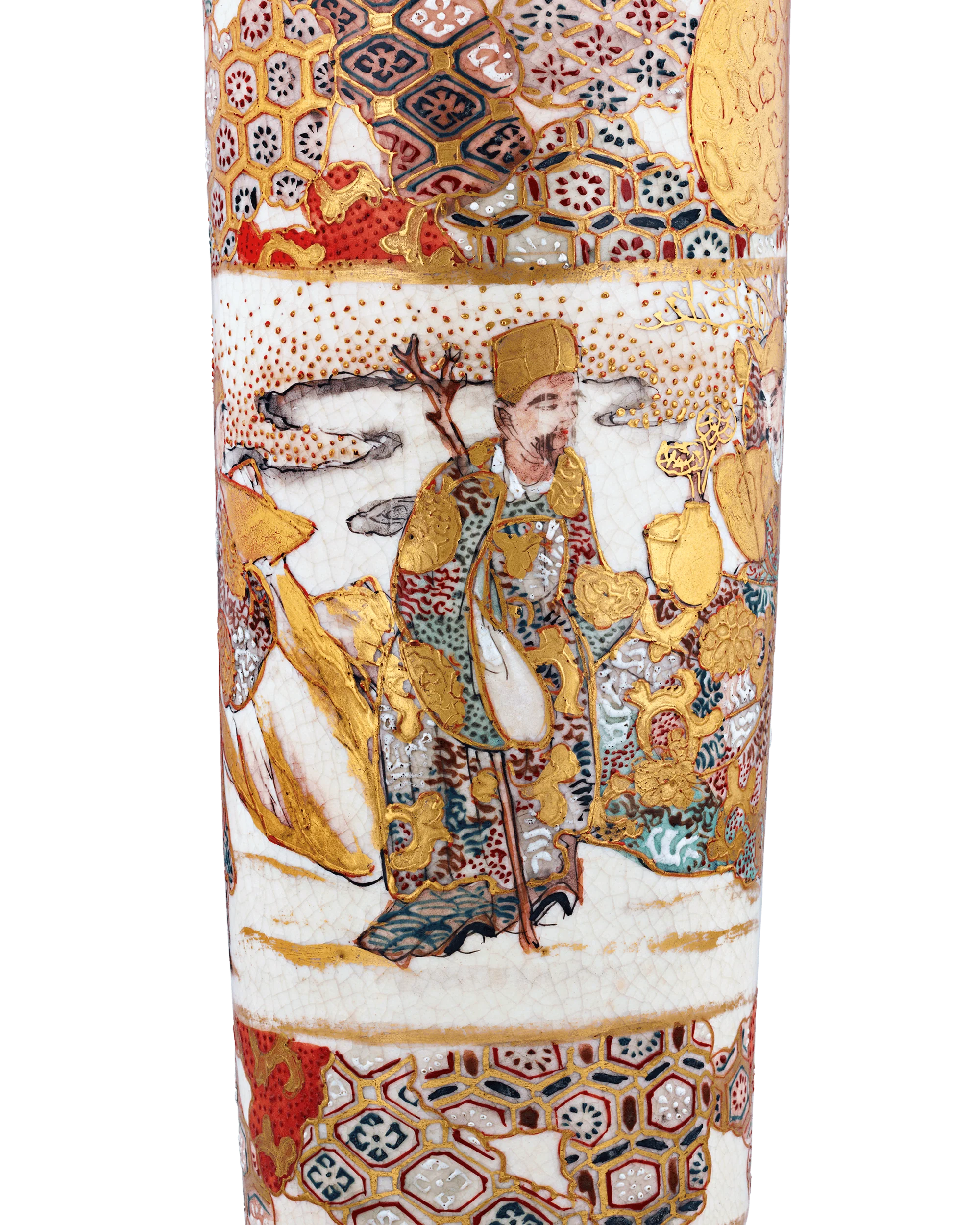 Tall, Cylindrical Satsuma Vase - Image 2
