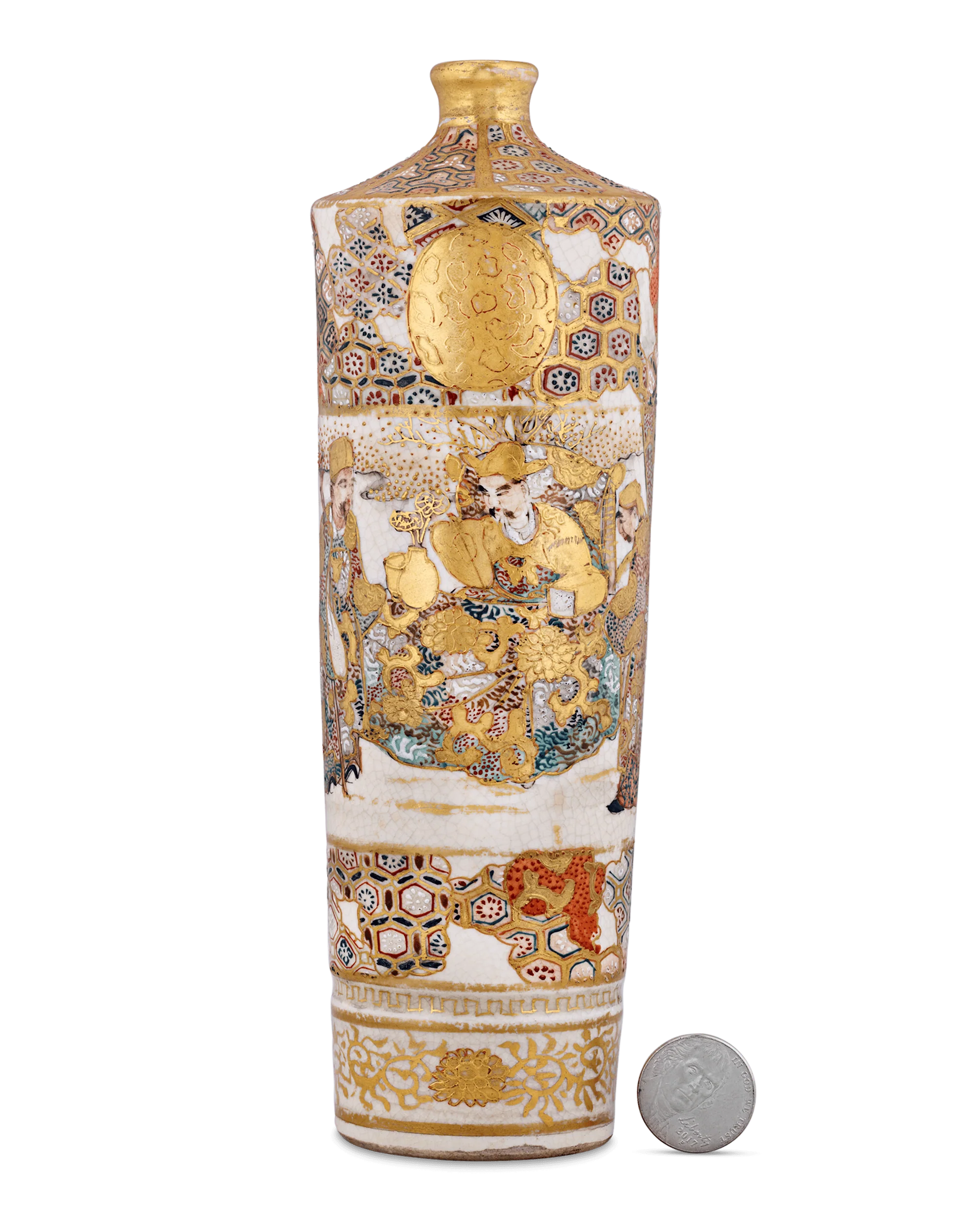 Tall, Cylindrical Satsuma Vase - Image 3