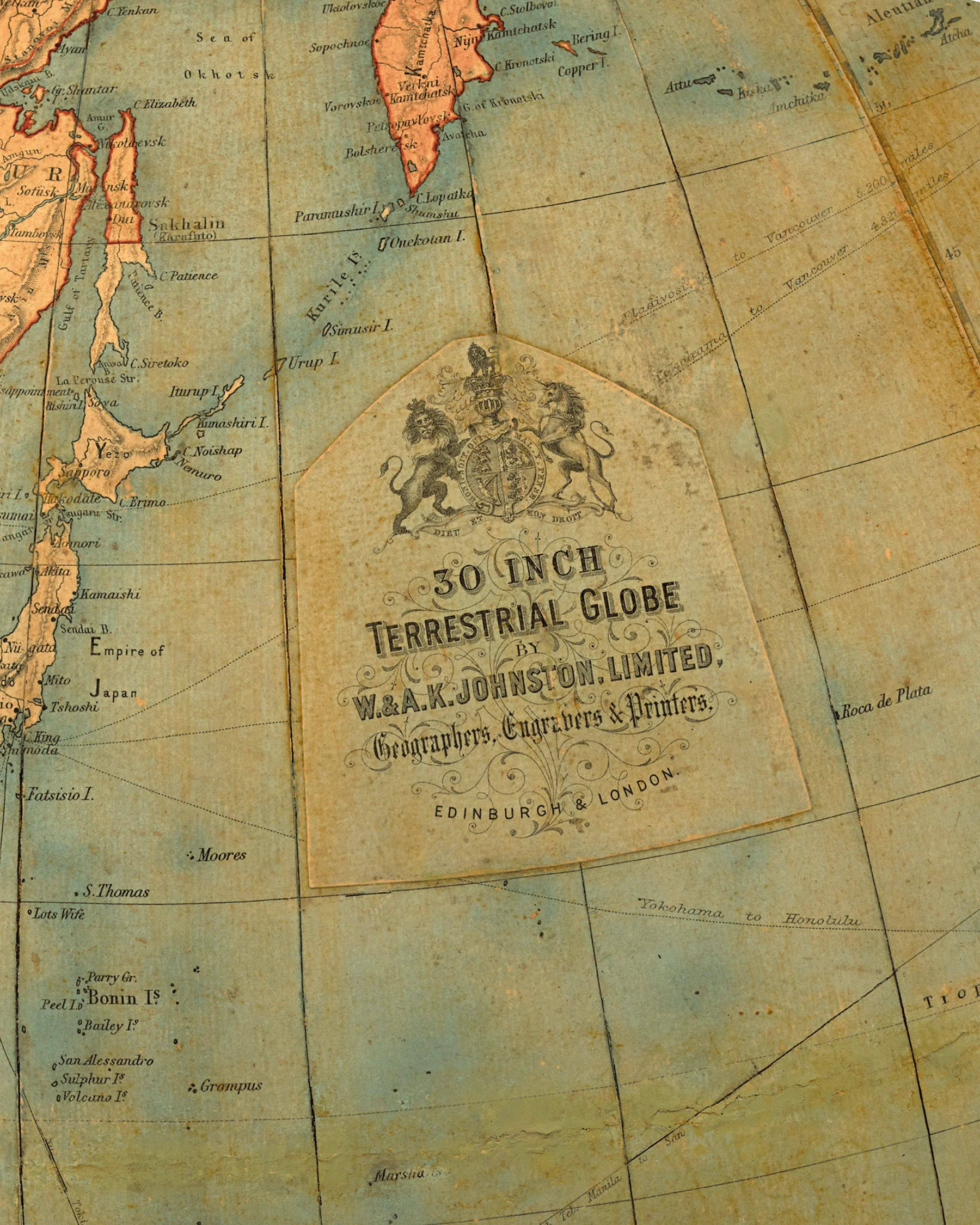 Terrestrial 30-inch Globe by W. & A.K. Johnston - Image 6