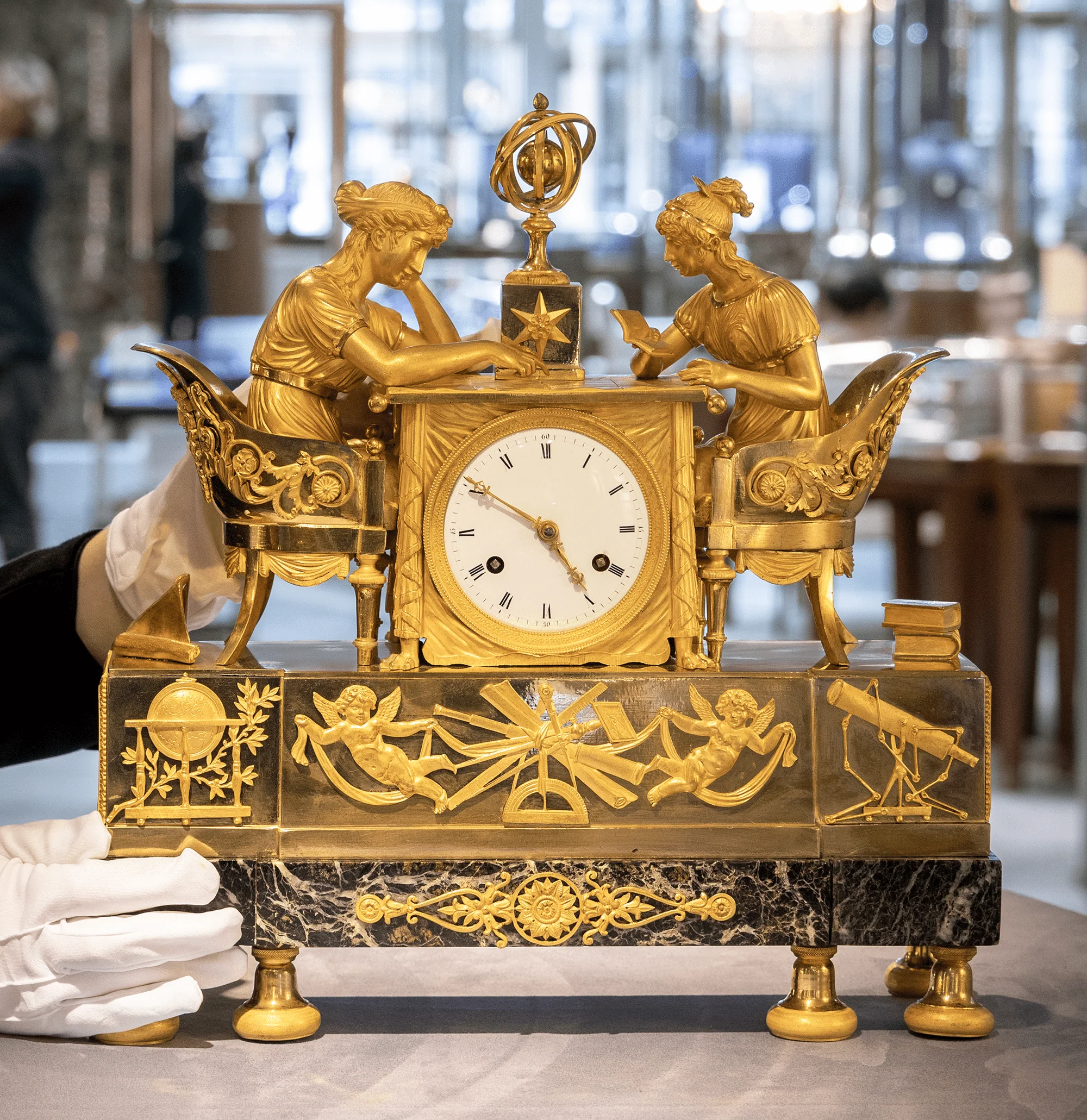 The Astronomy Lesson French Empire Mantel Clock - Image 5