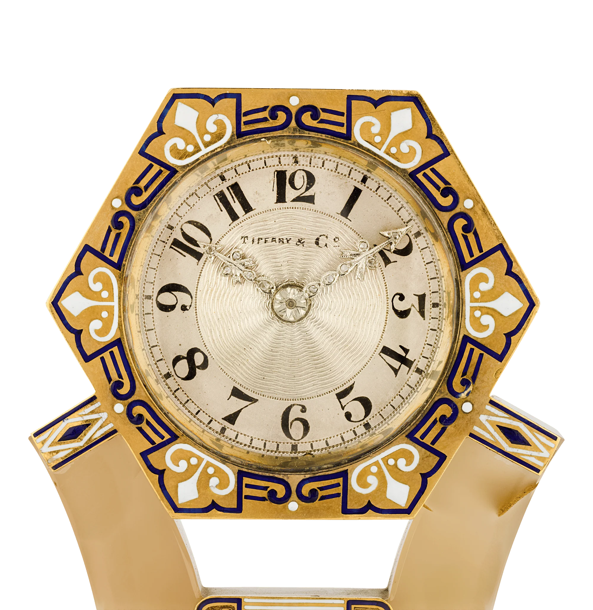 Tiffany & Co. Art Deco Carved Agate, Enamel and Diamond Clock - Image 4