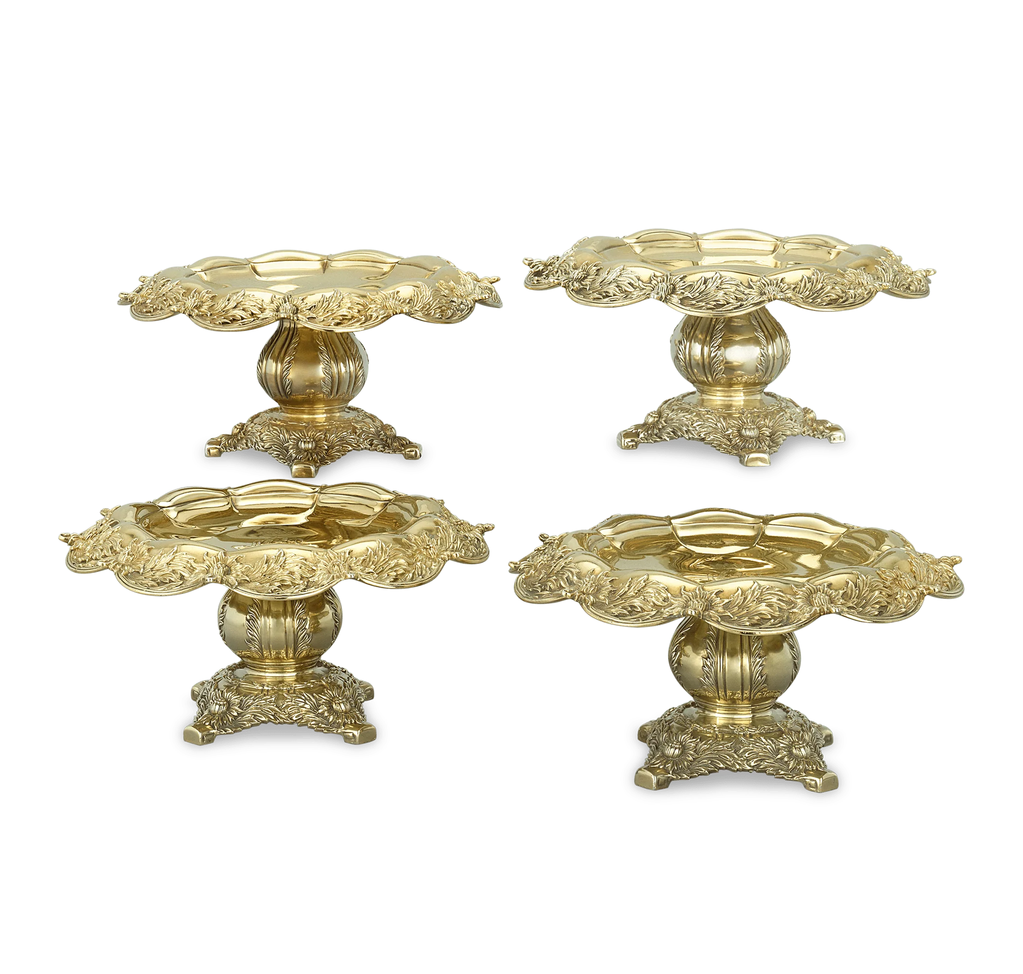 Tiffany & Co. Chrysanthemum Silver Gilt Tazze, Set of 4 - Image 2