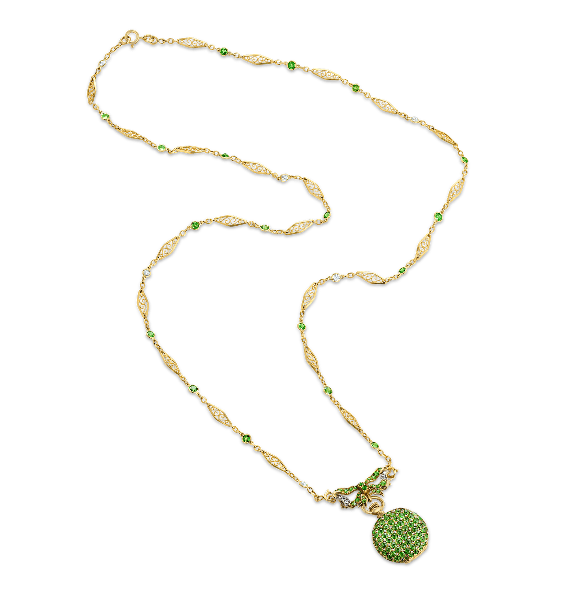 Tiffany & Co. Demantoid Garnet Watch Necklace, 14.25 Carats - Image 4