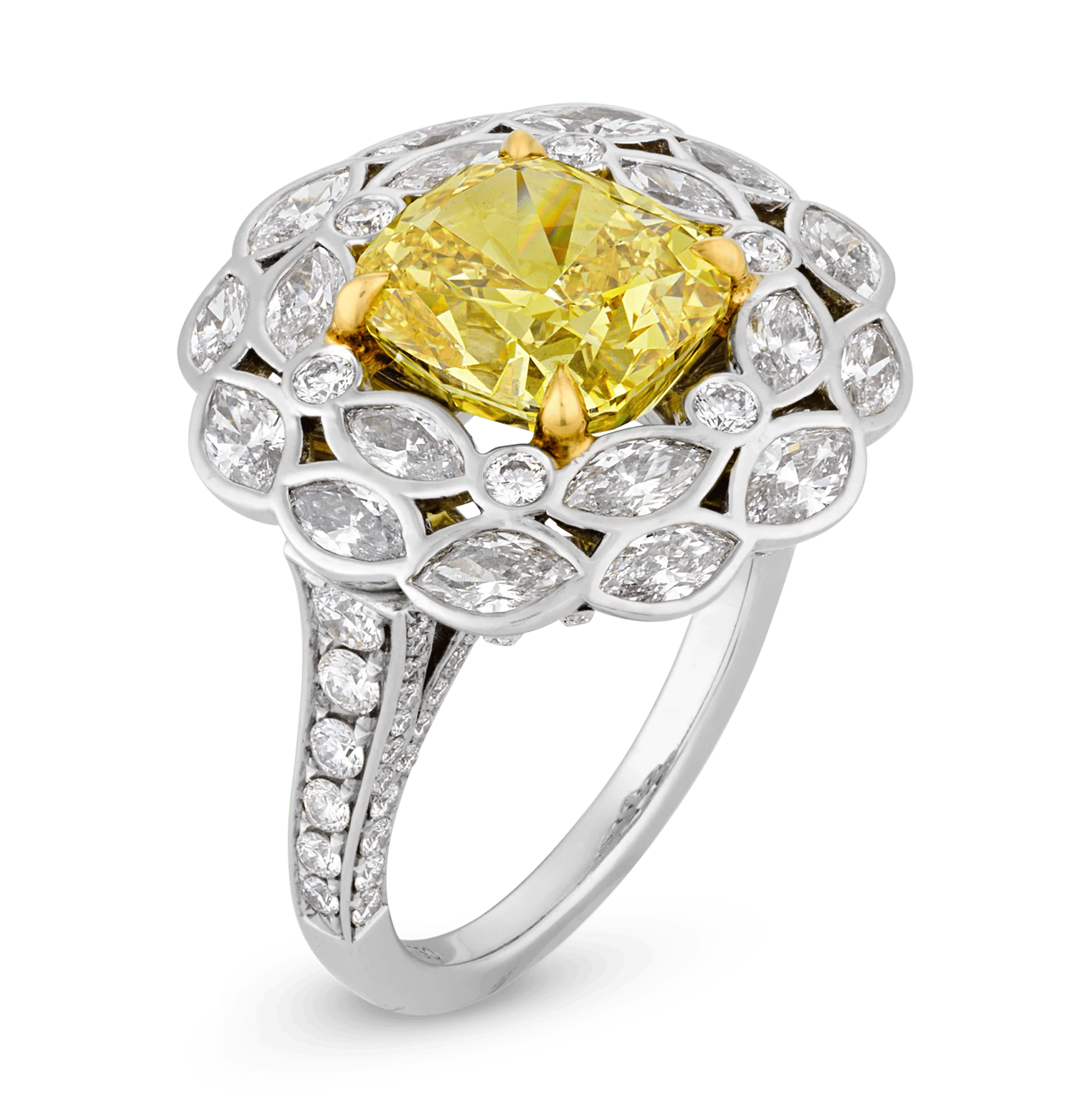 Tiffany & Co. Fancy Vivid Yellow Diamond Ring, 3.68 carats - Image 2