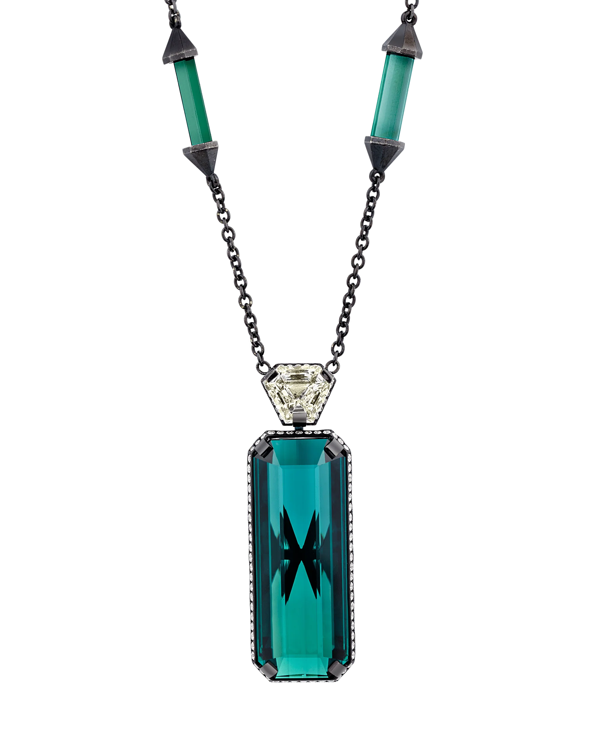Tourmaline and Yellow Diamond Necklace, 42.54 Carats