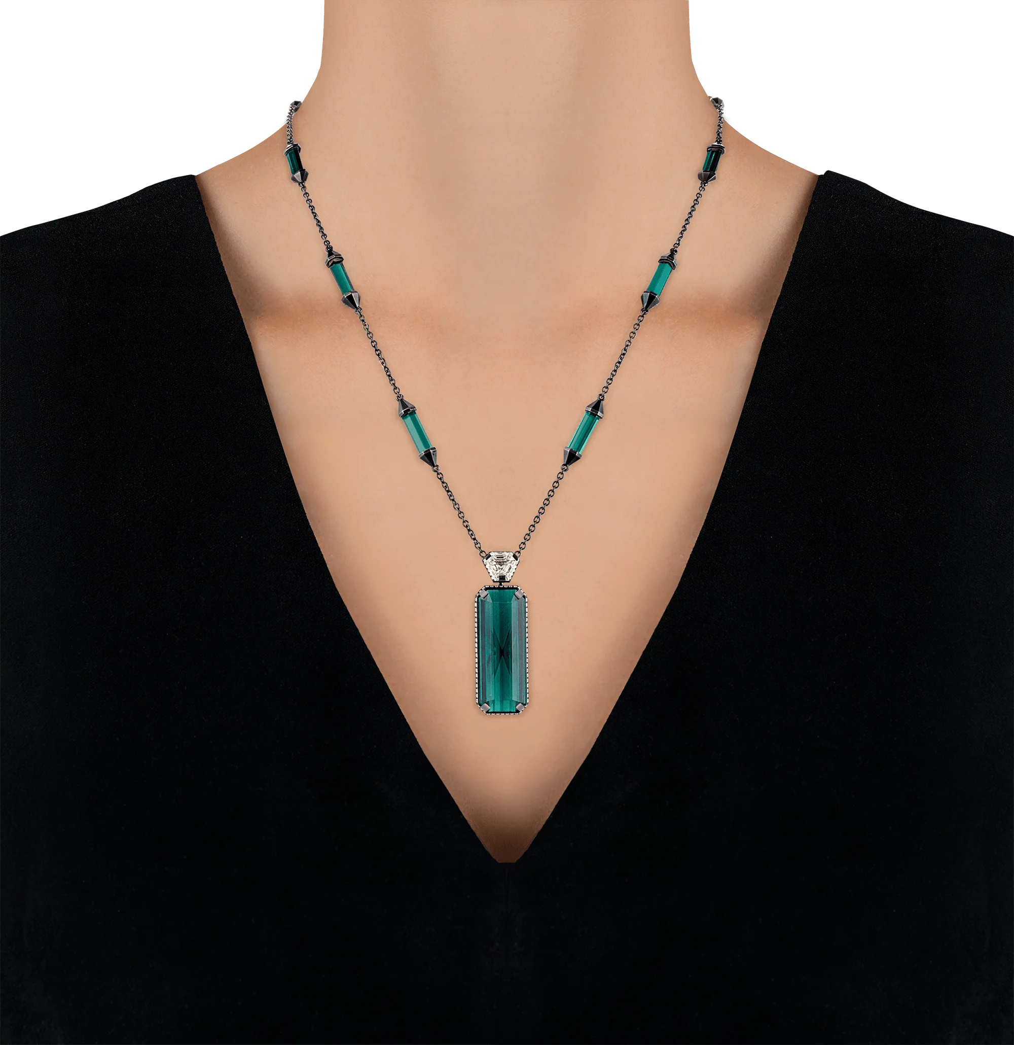 Tourmaline and Yellow Diamond Necklace, 42.54 Carats - Image 5
