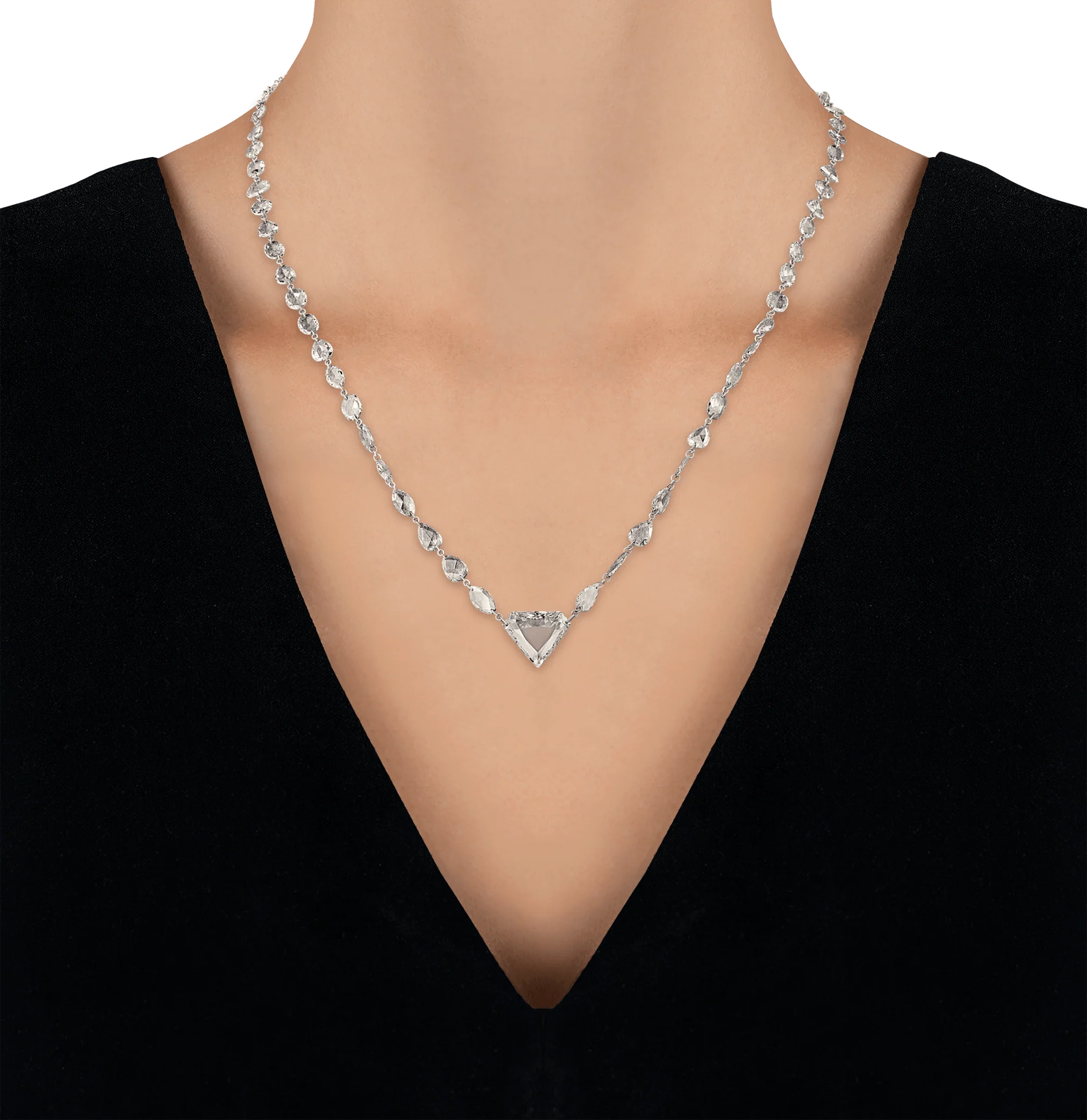 Trillion and Rose Cut Diamond Pendant Necklace, 13.27 Carats - Image 3