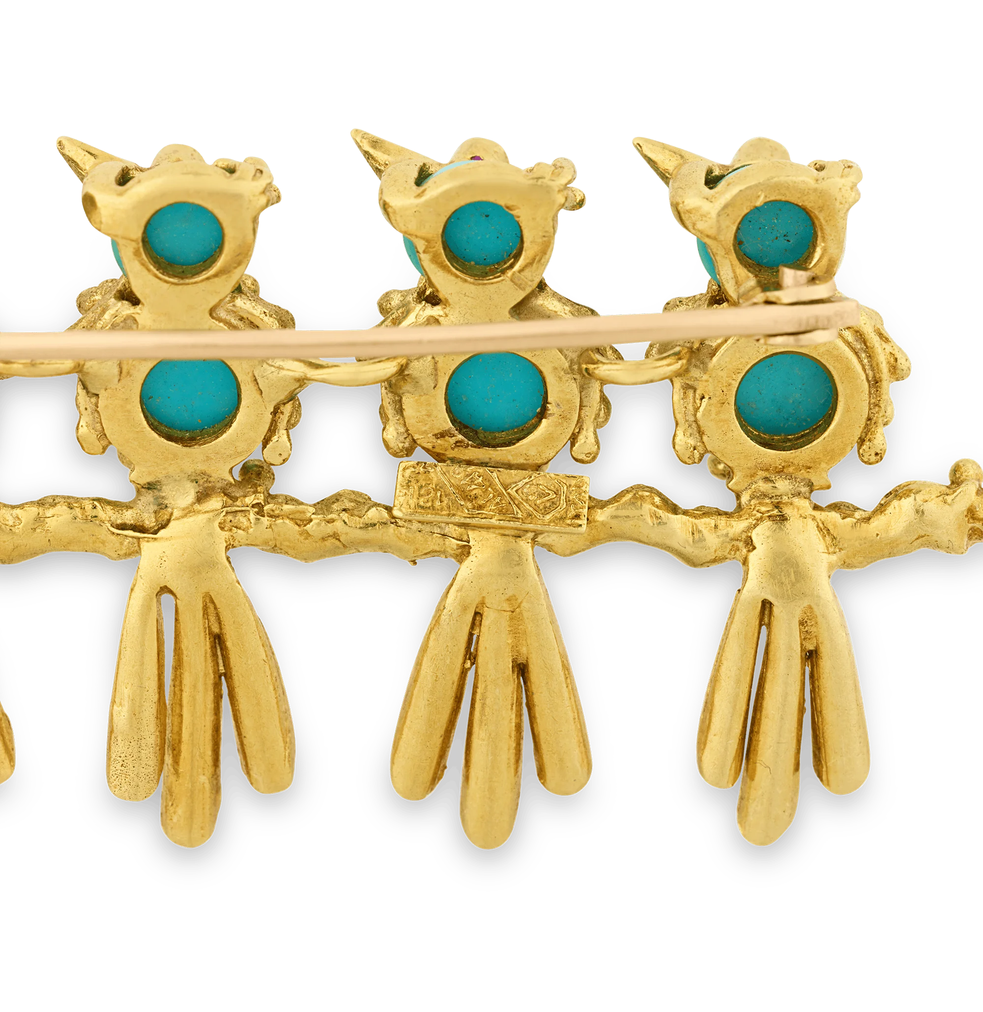 Turquoise and Ruby Bird Brooch - Image 3