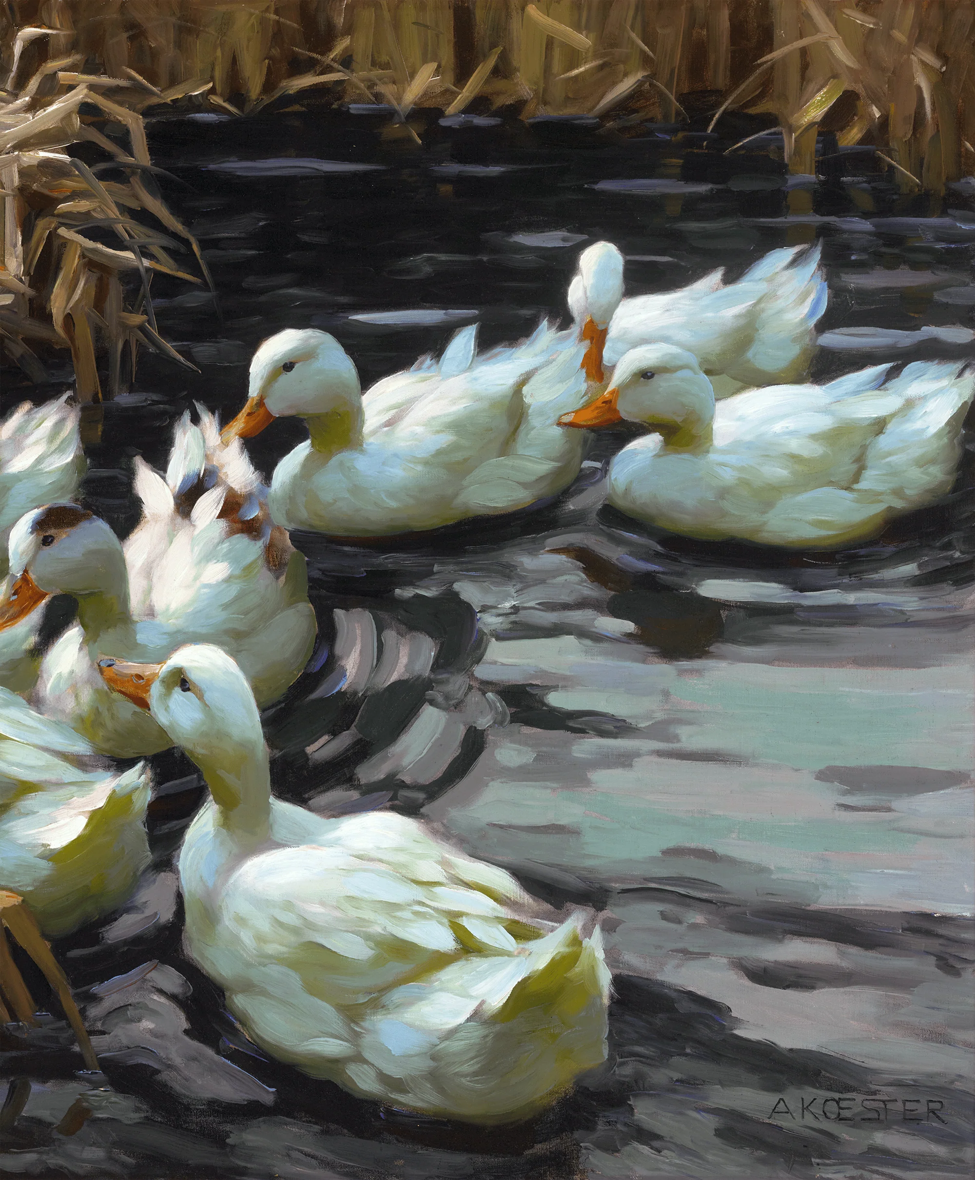 Twelve Ducks in the Reeds by Alexander Koester - Image 5