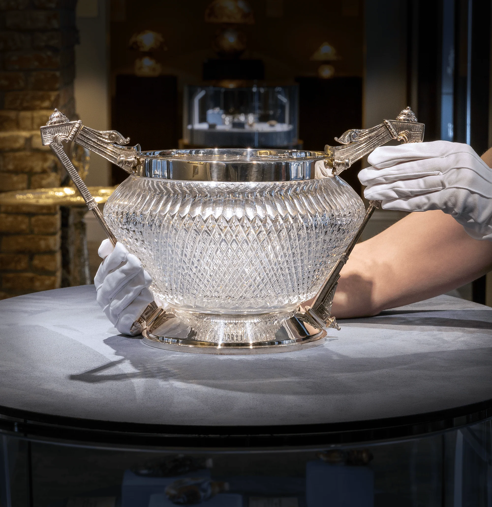 Two Handled Silver Plate and Cut Glass Bowl - Image 3