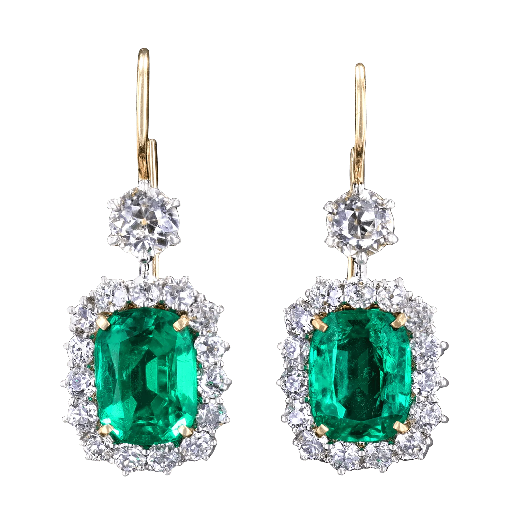 Untreated Colombian Emerald Earrings, 4.95 Carats