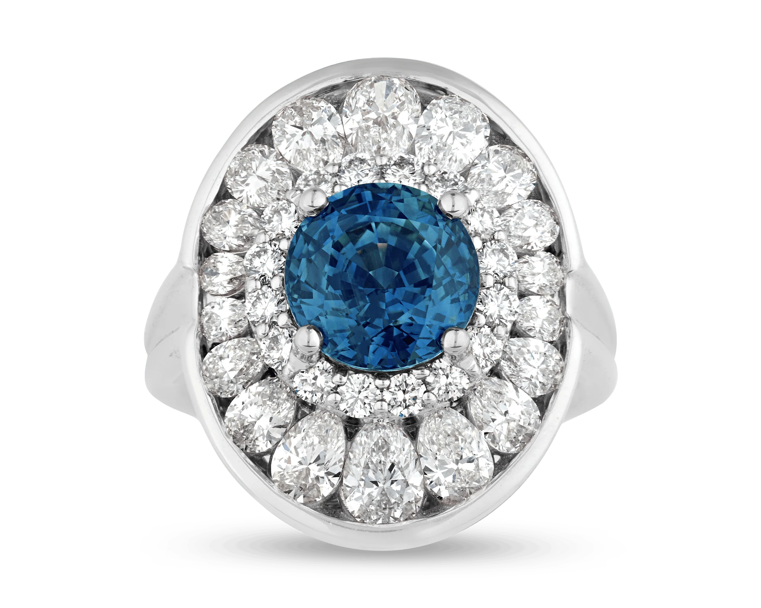 Untreated Teal Sapphire Ring, 4.03 Carats