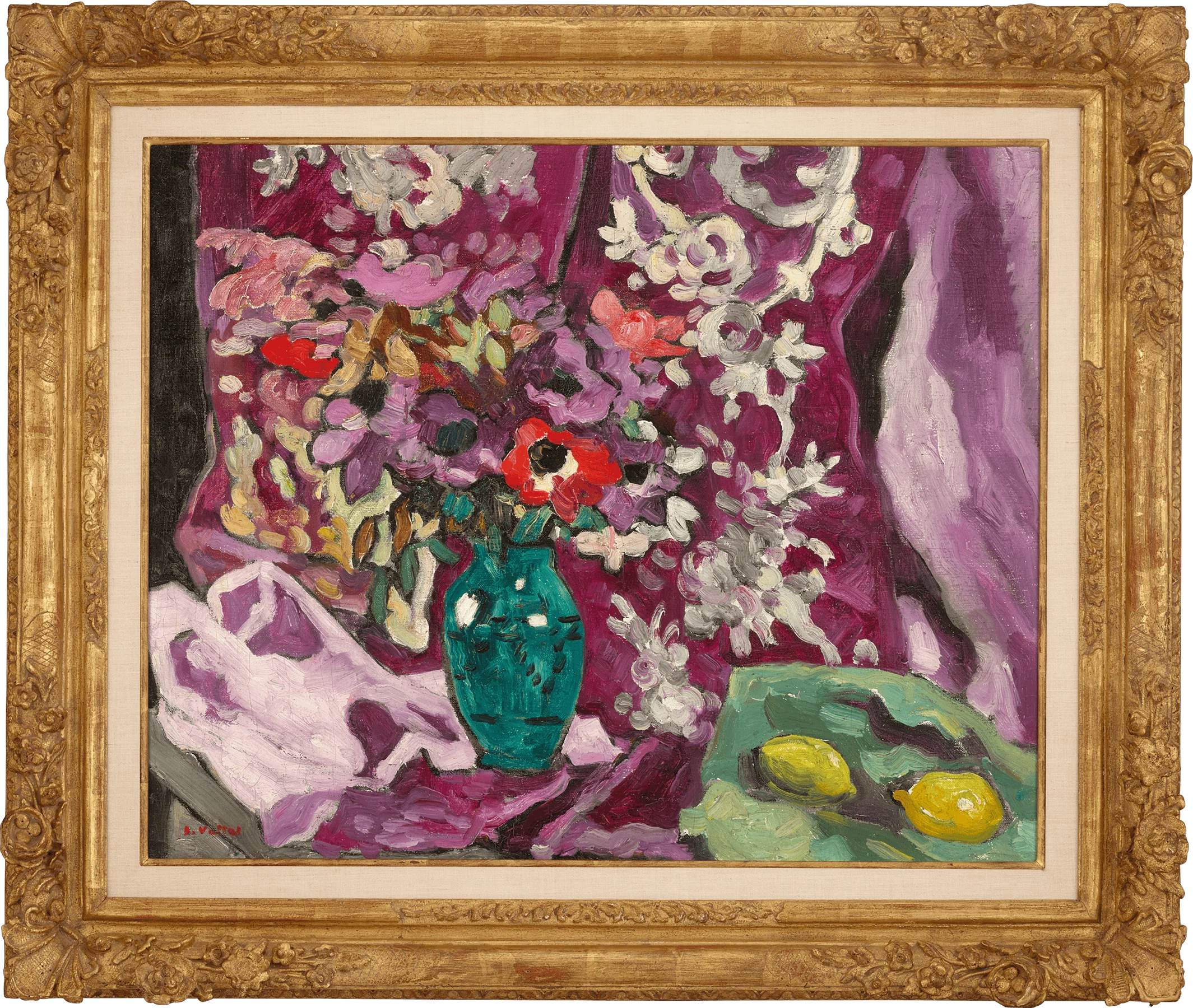 Vase anémones et citrons, draperie by Louis Valtat - Image 2