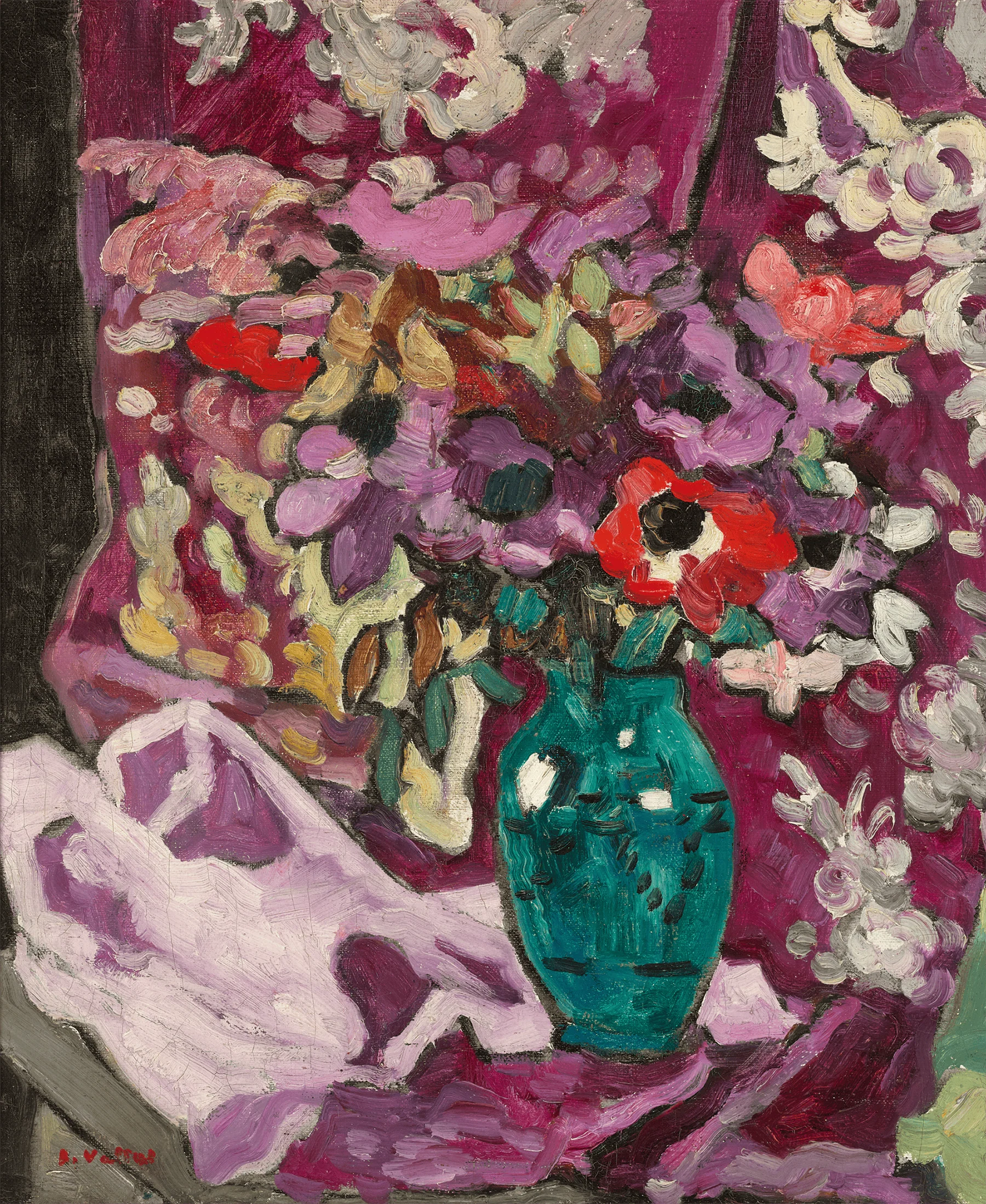 Vase anémones et citrons, draperie by Louis Valtat - Image 3