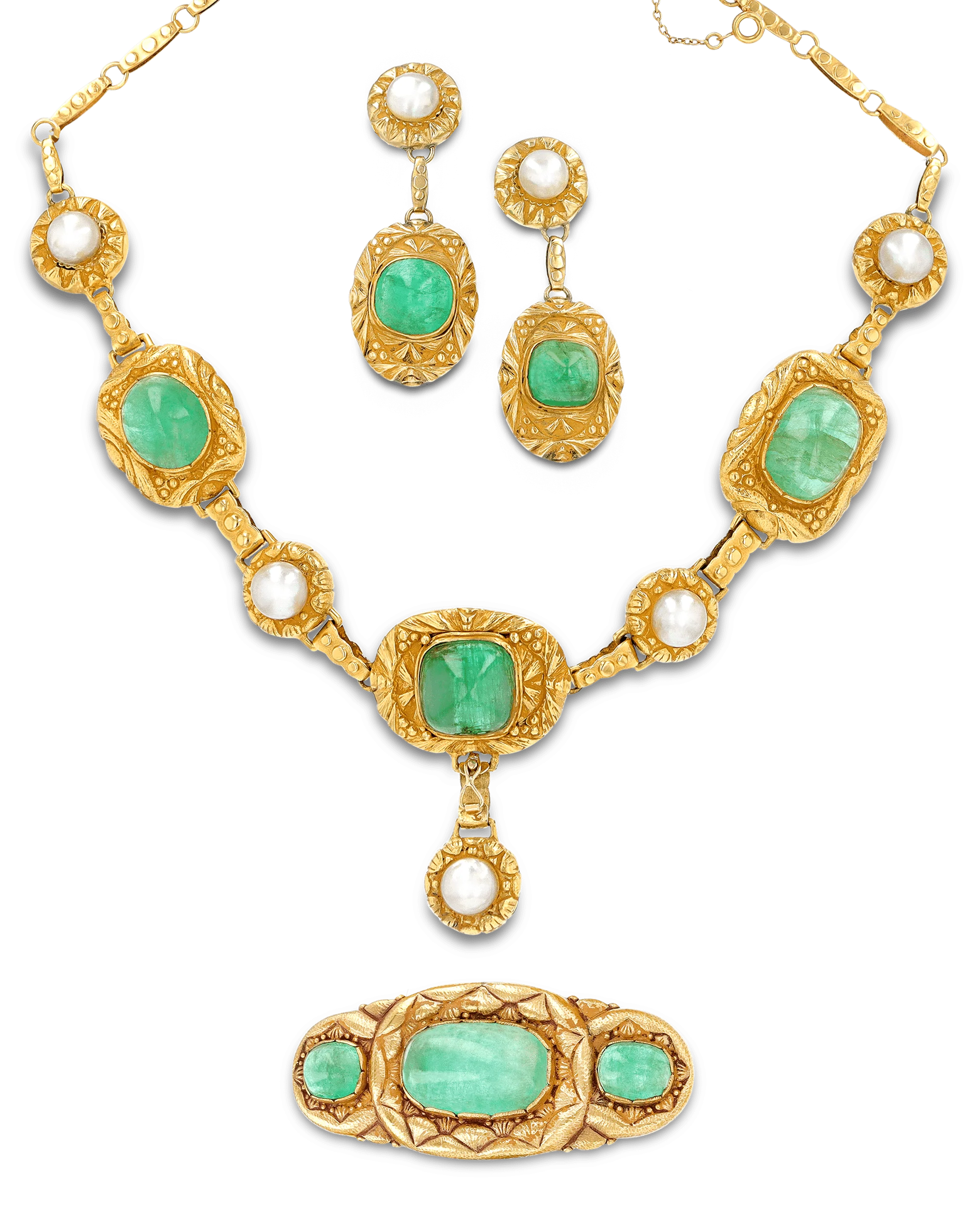 Victorian Emerald and Pearl Parure