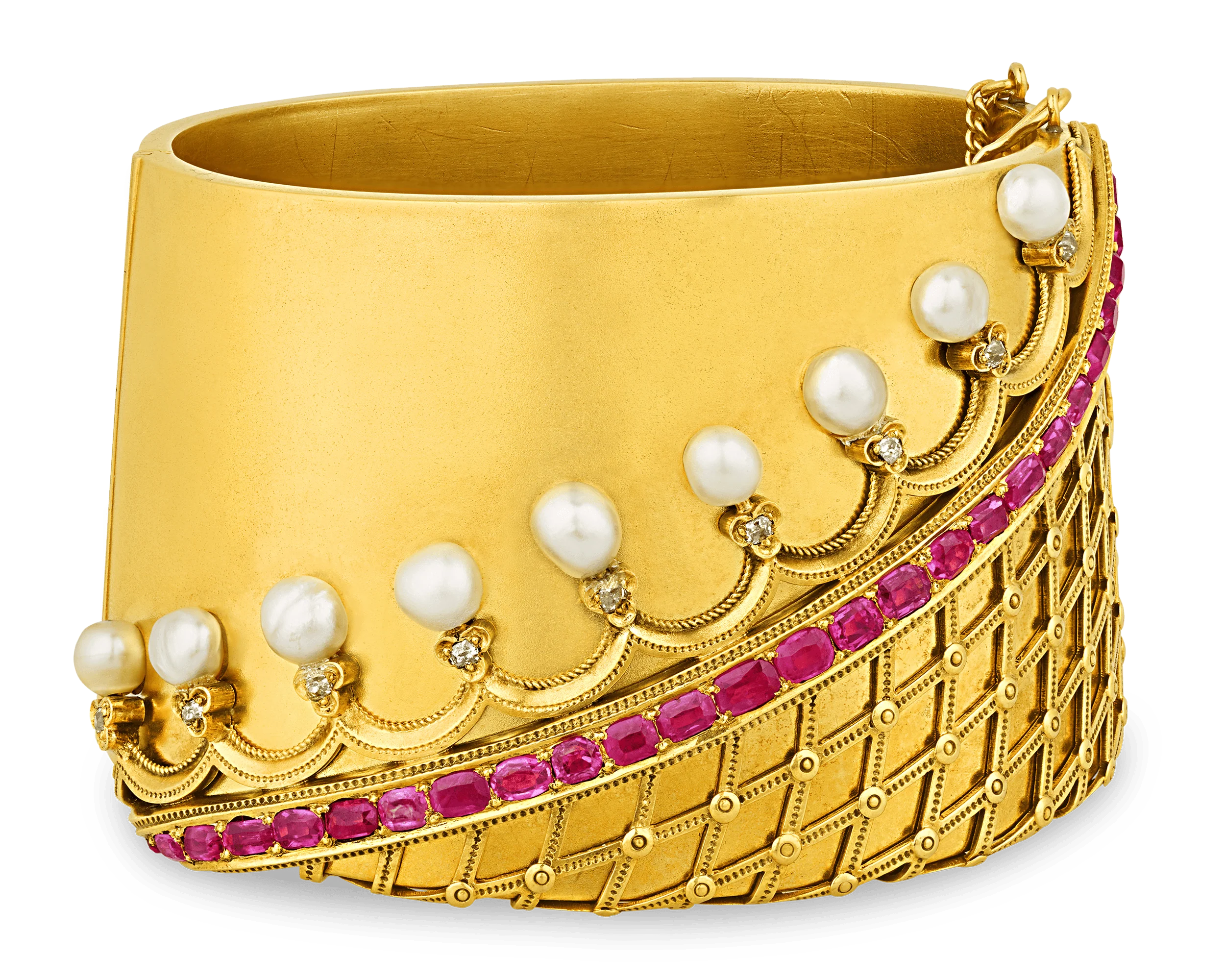 Victorian Pearl and Ruby Cuff
