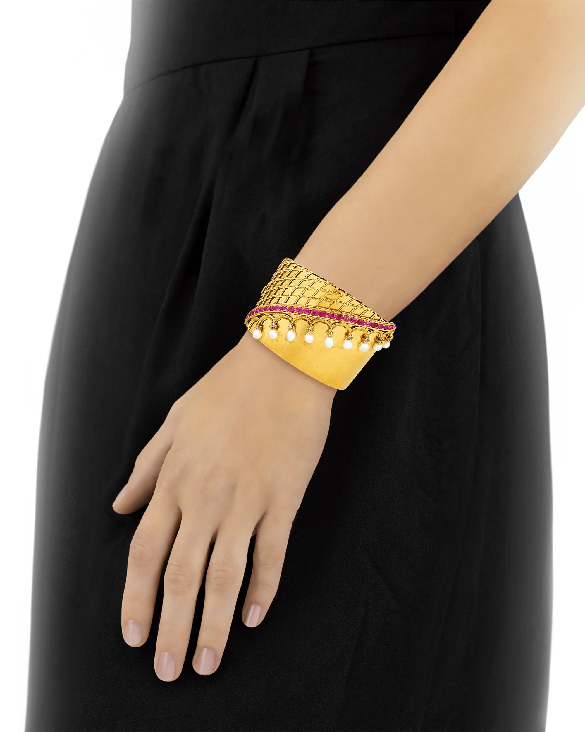 Victorian Pearl and Ruby Cuff - Image 3