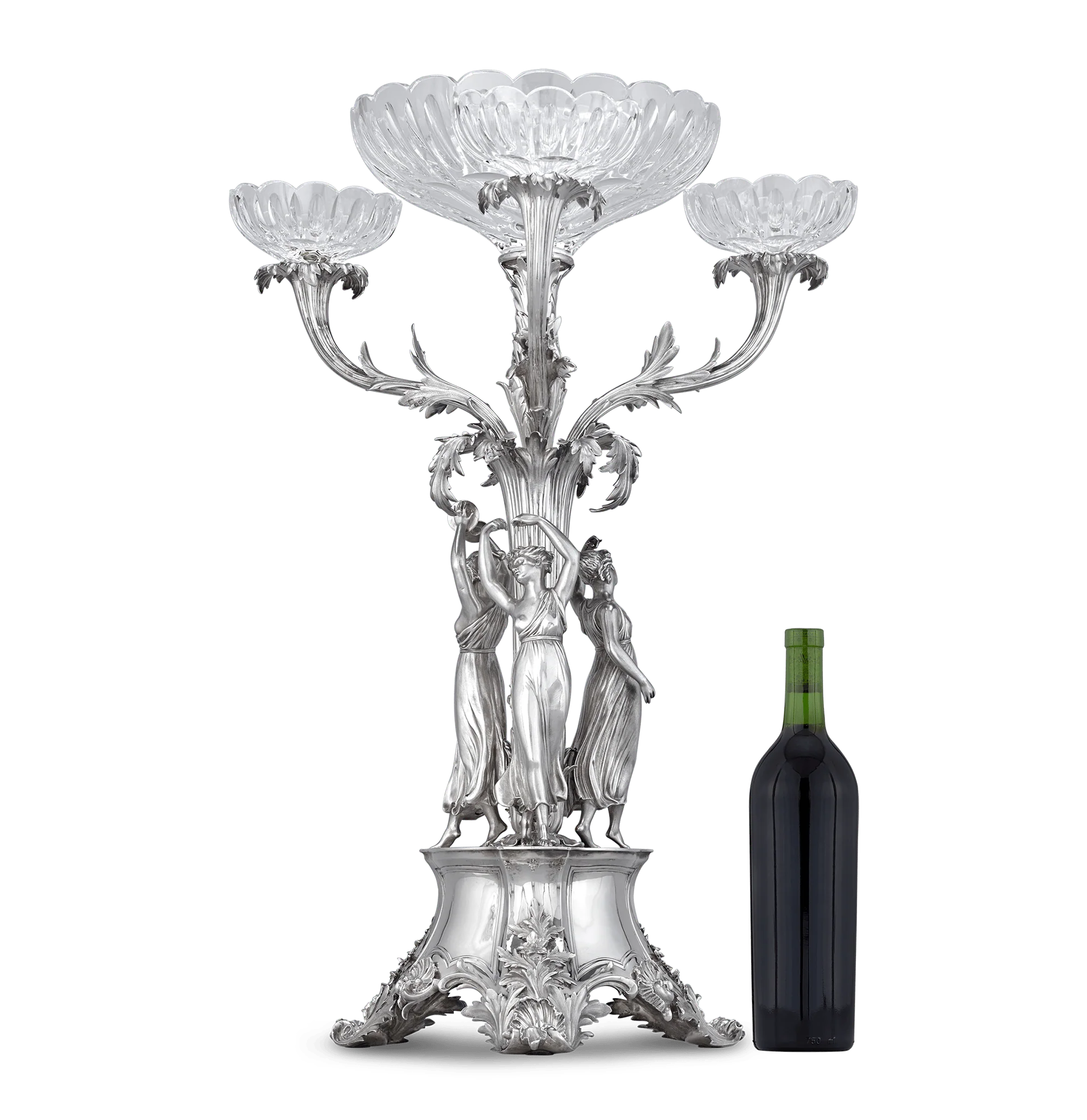 Victorian Three Graces Silver Epergne by Barnard & Sons - Image 9