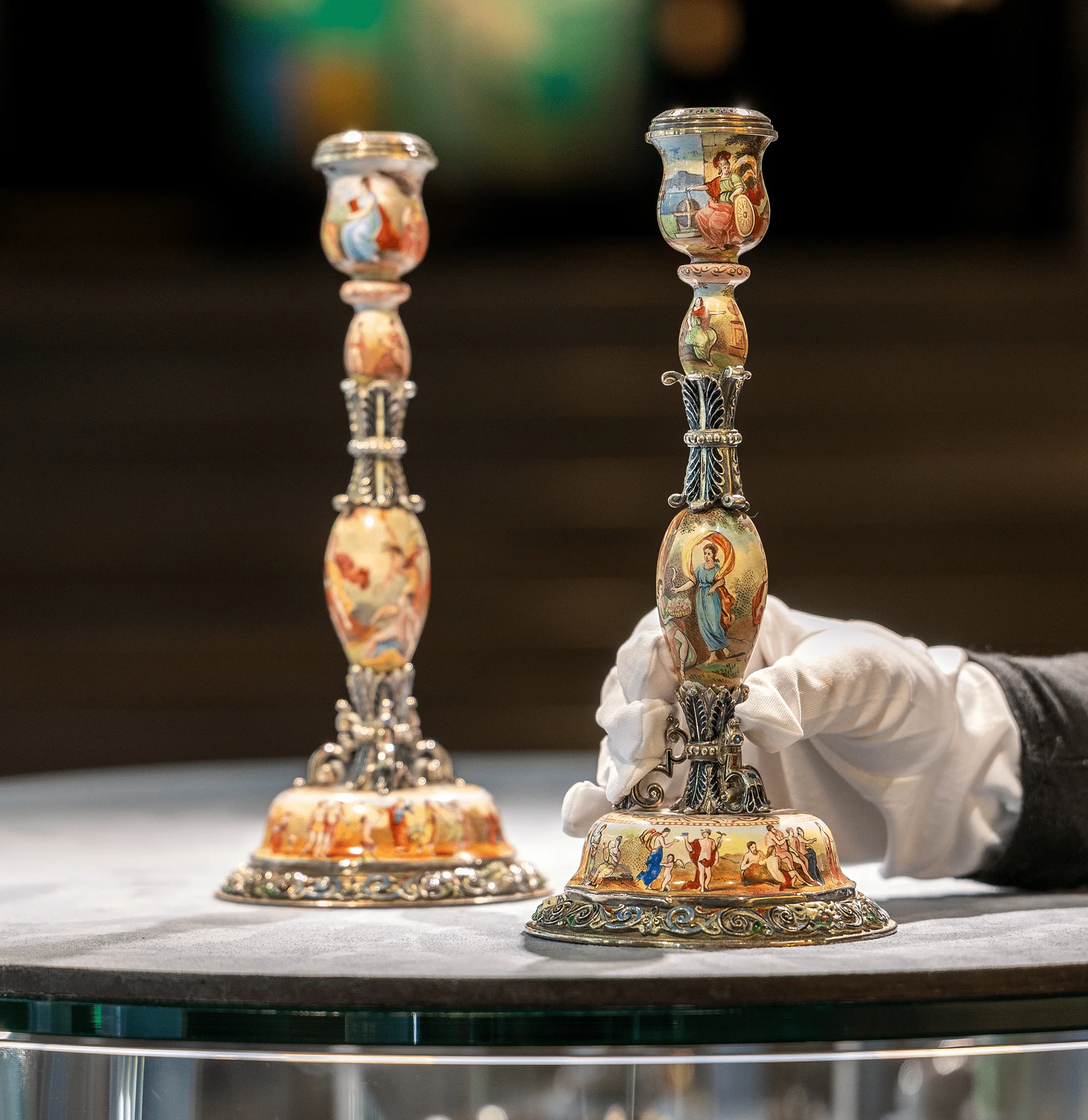 Viennese Enamel Candlesticks - Image 4