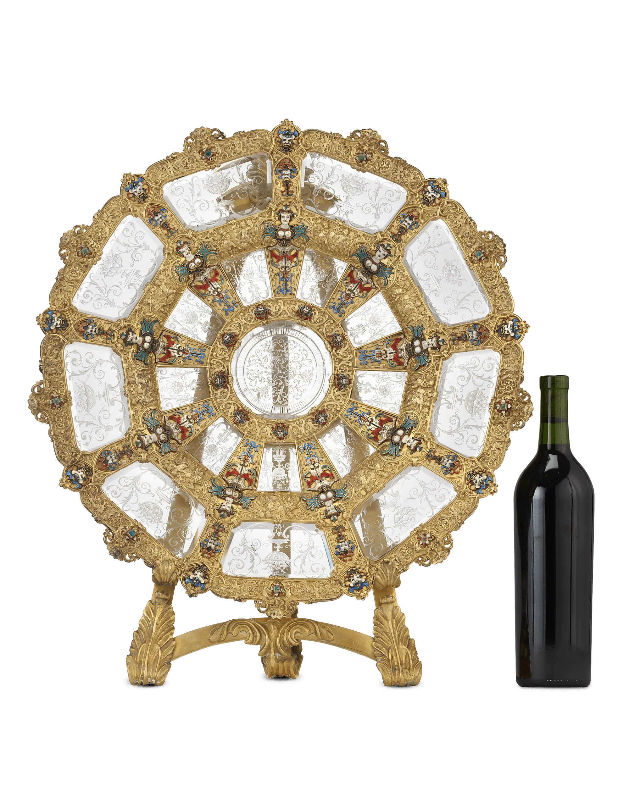 Viennese Enameled Silver Rock Crystal Charger - Image 3