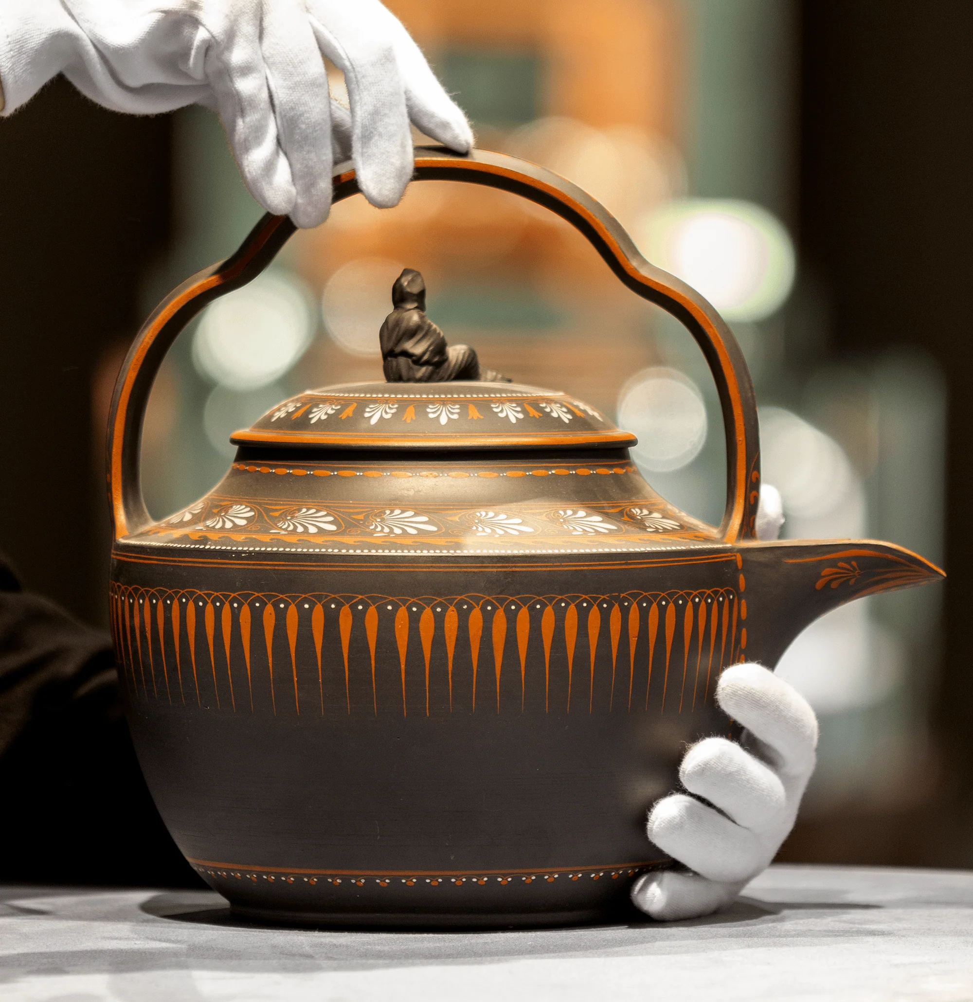Wedgwood Black Basalt and Encaustic Enamel Rum Kettle - Image 5