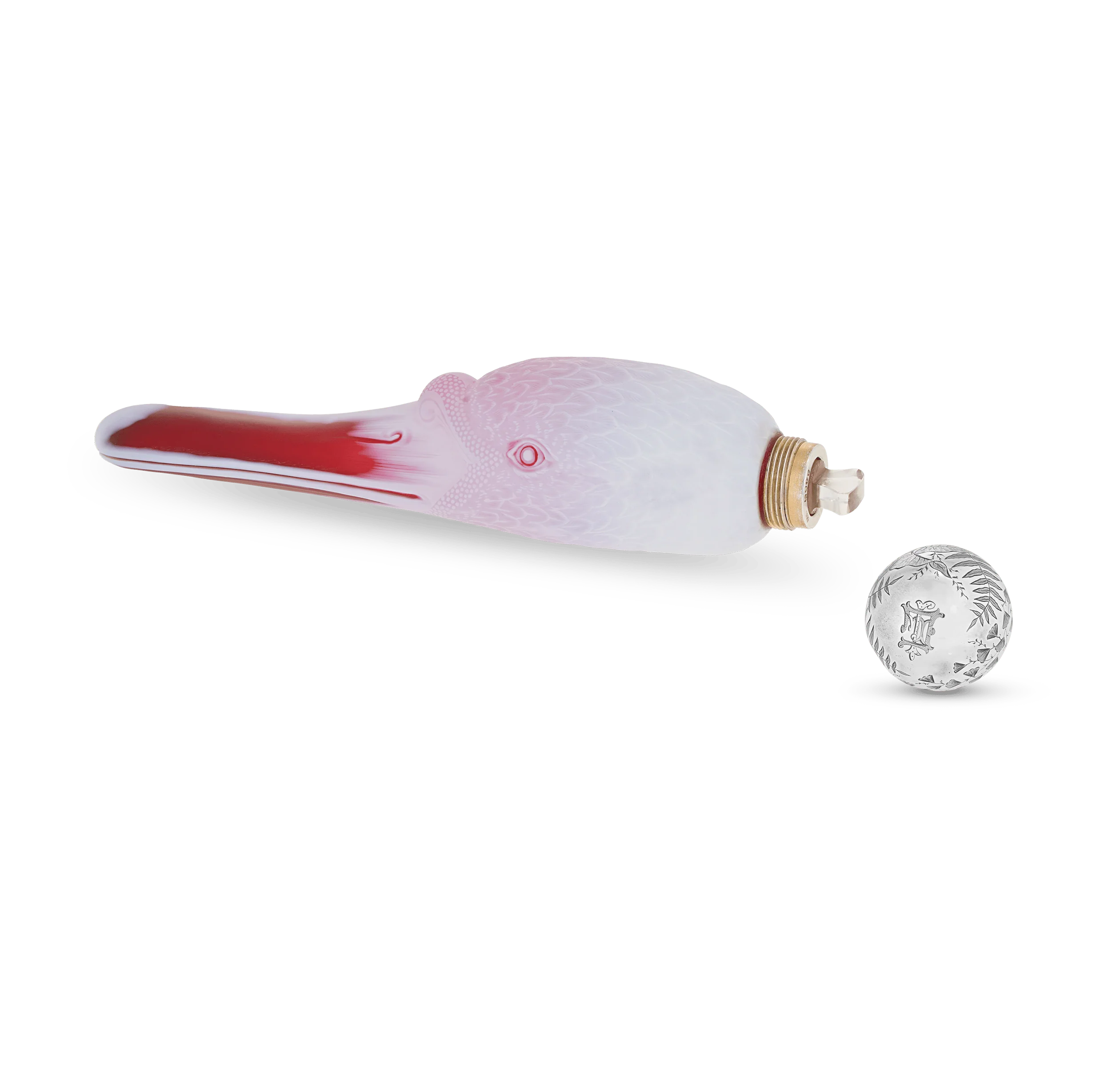 White and Pink Glass Swan Perfume Bottle by Thomas Webb & Sons - Image 3