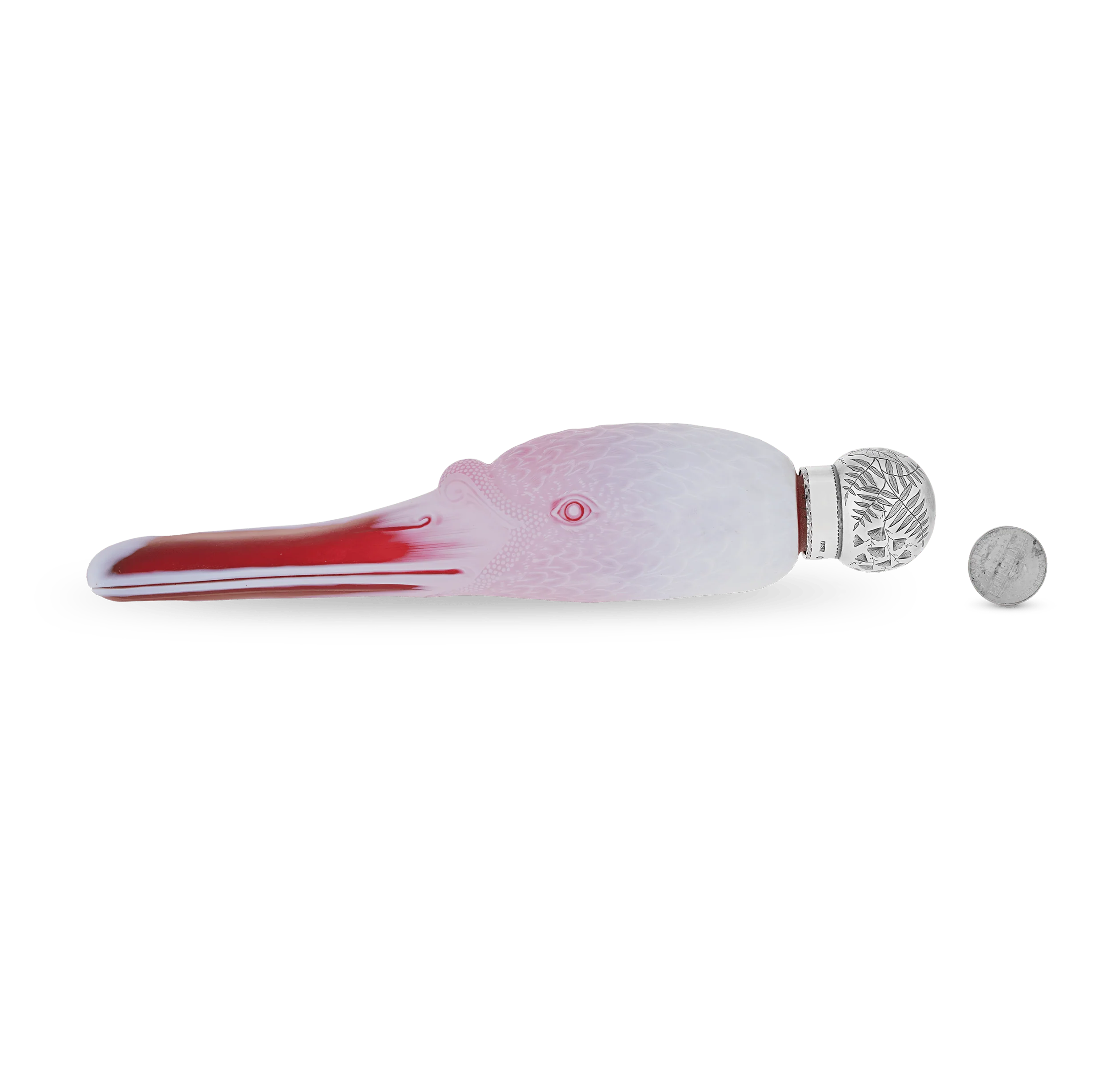 White and Pink Glass Swan Perfume Bottle by Thomas Webb & Sons - Image 5