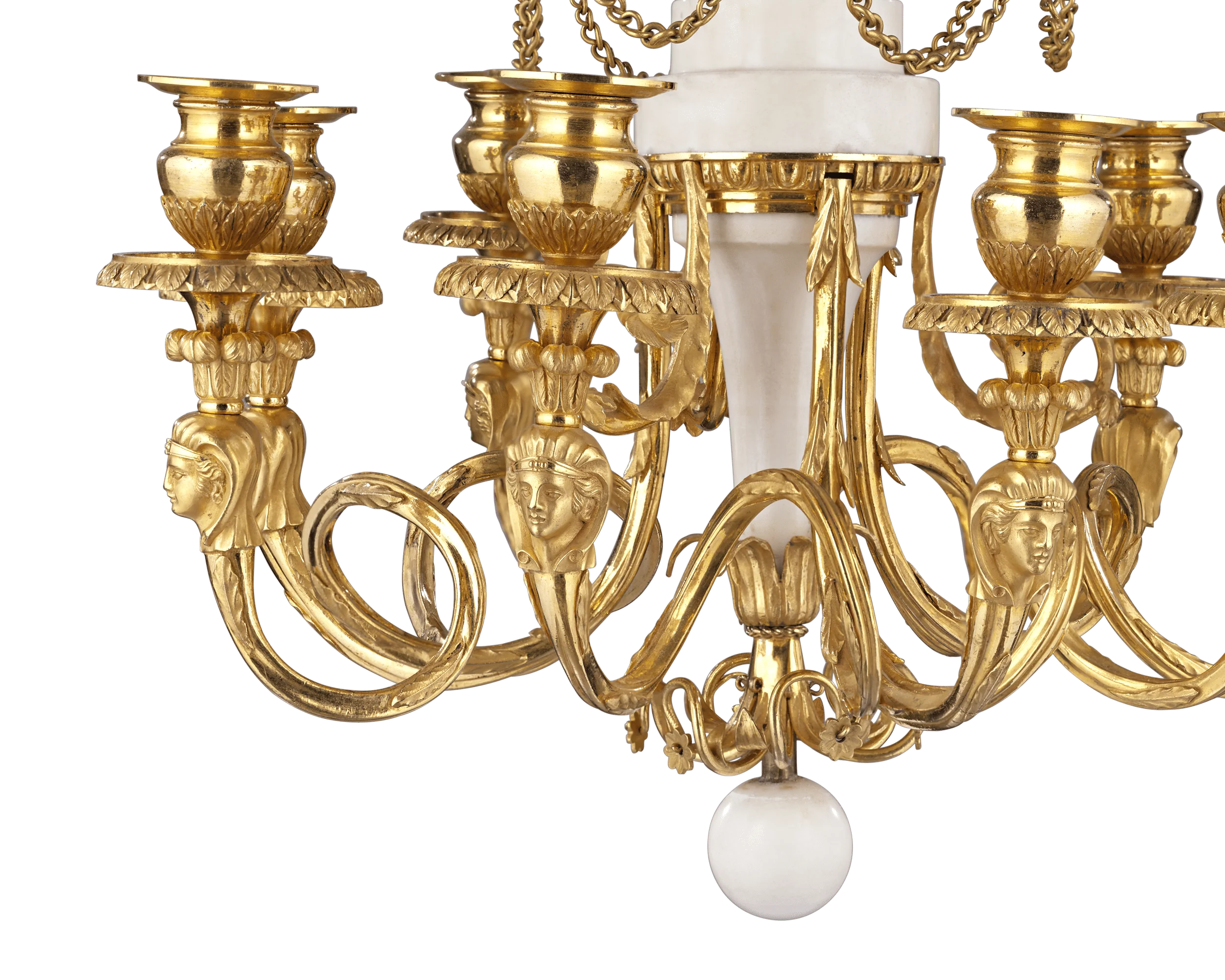 White Marble and Gilt Bronze Russian Chandelier - Image 3