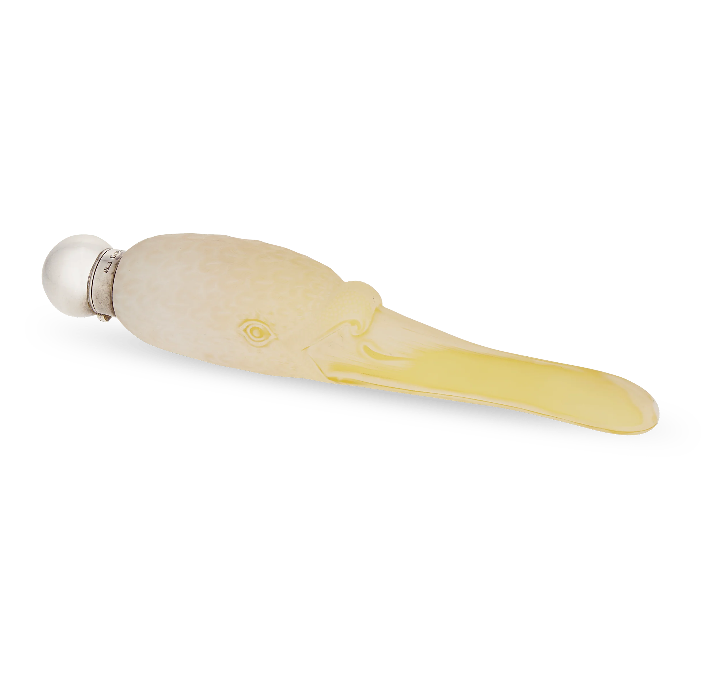 Yellow and White Swan Cameo Glass Perfume Bottle by Thomas Webb & Sons - Image 2
