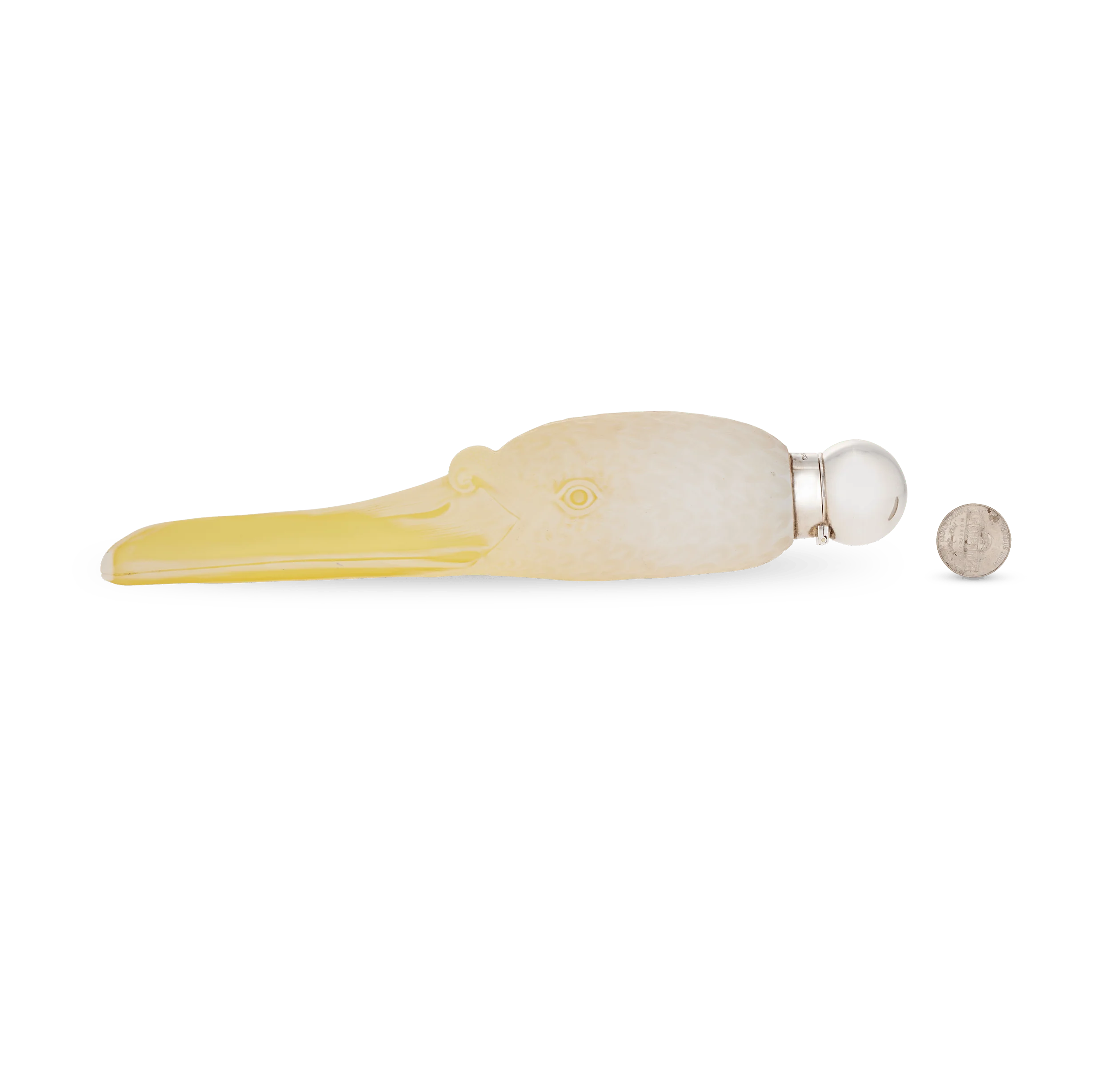 Yellow and White Swan Cameo Glass Perfume Bottle by Thomas Webb & Sons - Image 6