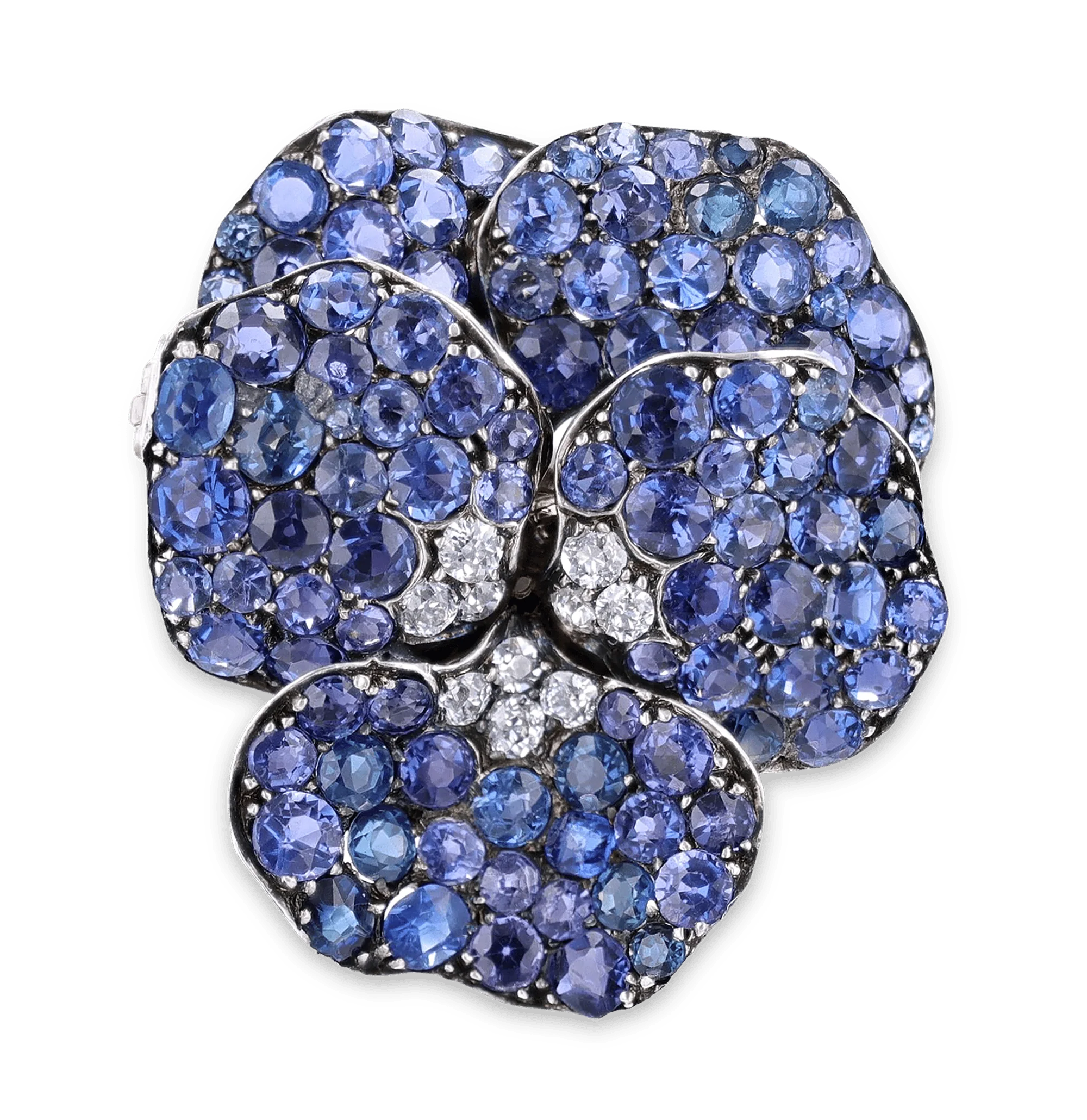Yogo Sapphire Pansy Pin, 15.00 Carats