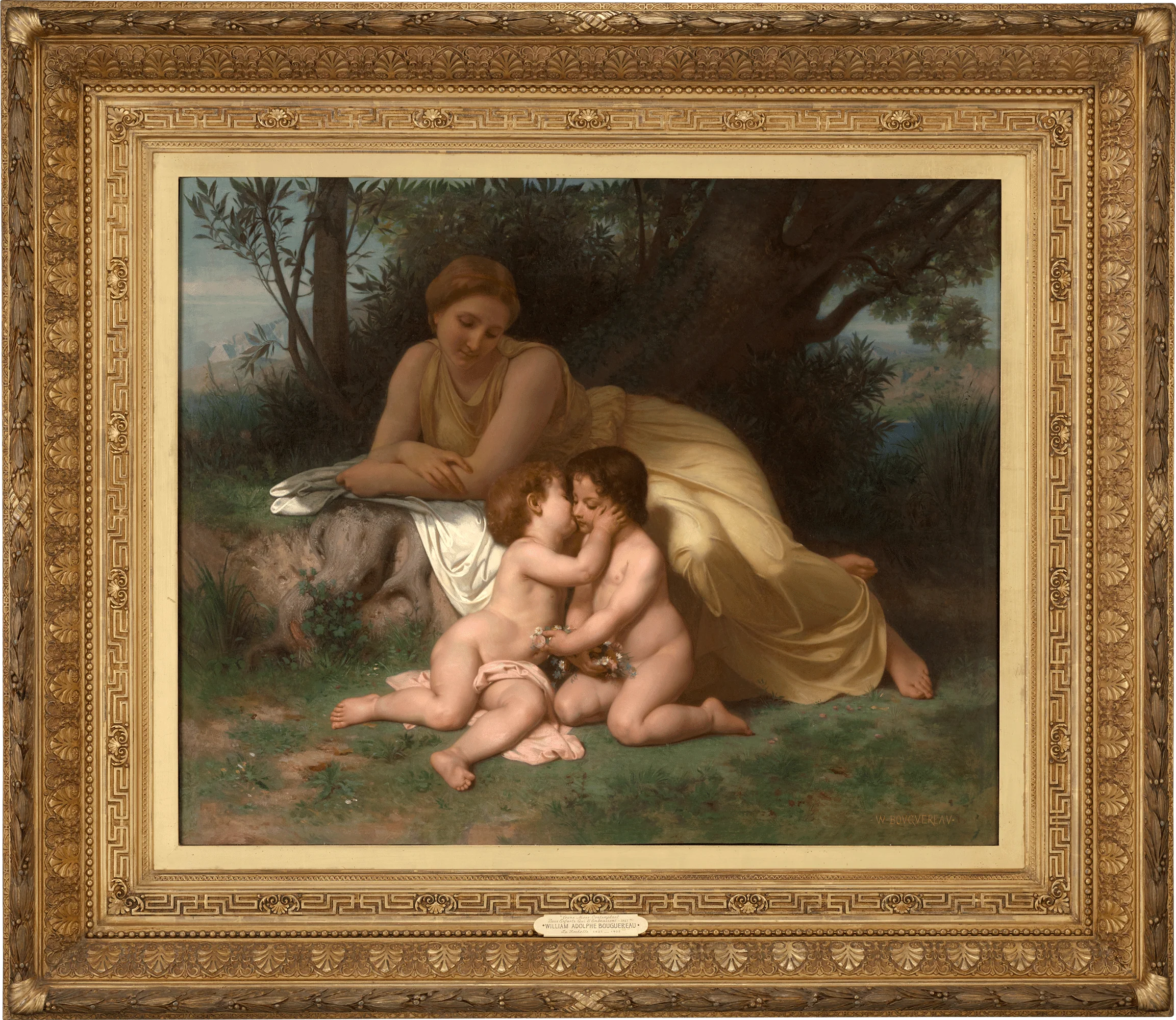Young Mother Contemplating Two Embracing Children by William-Adolphe Bouguereau - Image 2